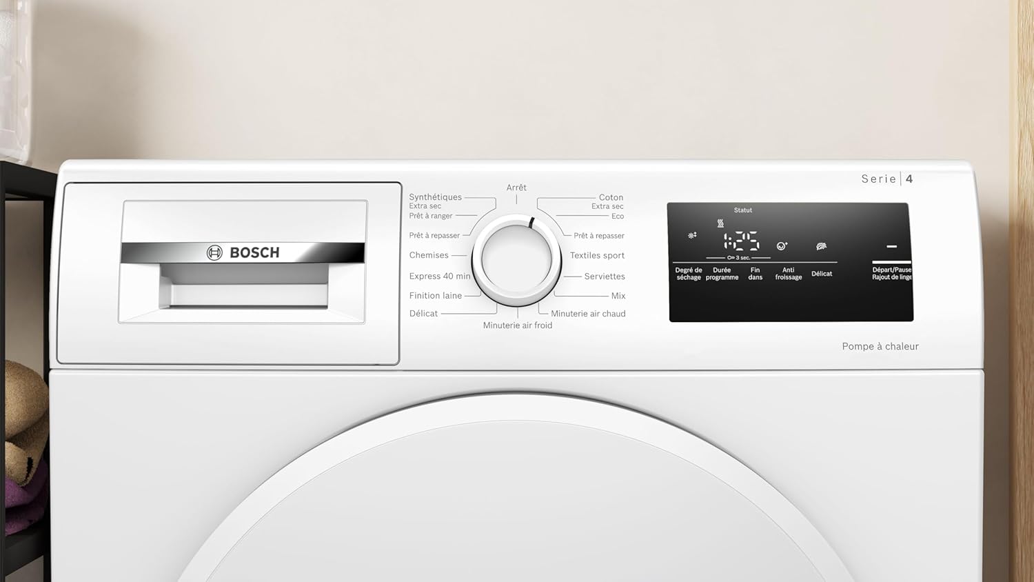 Bosch - Sèche-linge Série 4 - 8 kg, pompe à chaleur, blanc, WTH8300DFR