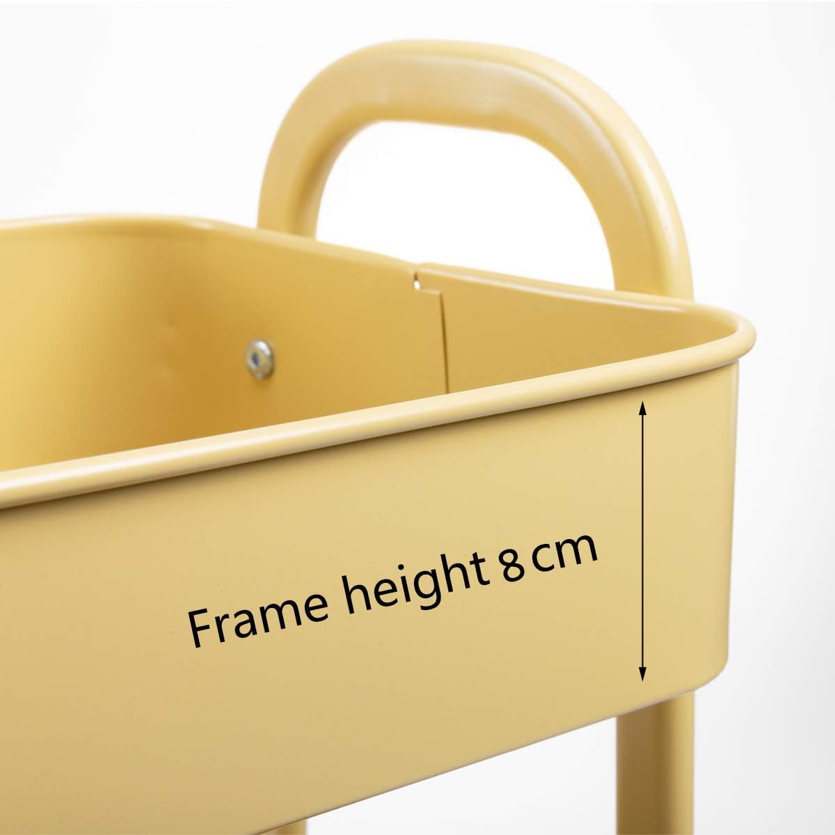 DOEWORKS - Chariot à roulettes 3 niveaux, métal, rangement cuisine, beige, compact