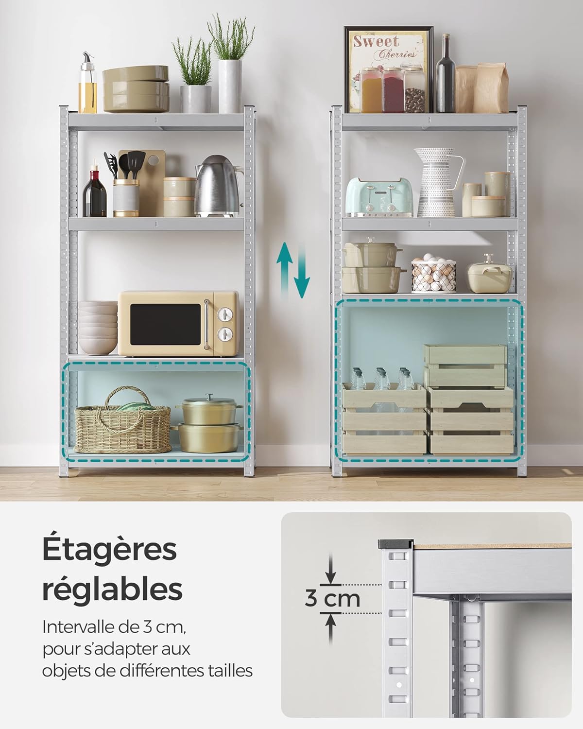 SONGMICS - étagère 4 niveaux - 40x80x160 cm - 520 kg, planches réglables, style industriel - GLR044E02