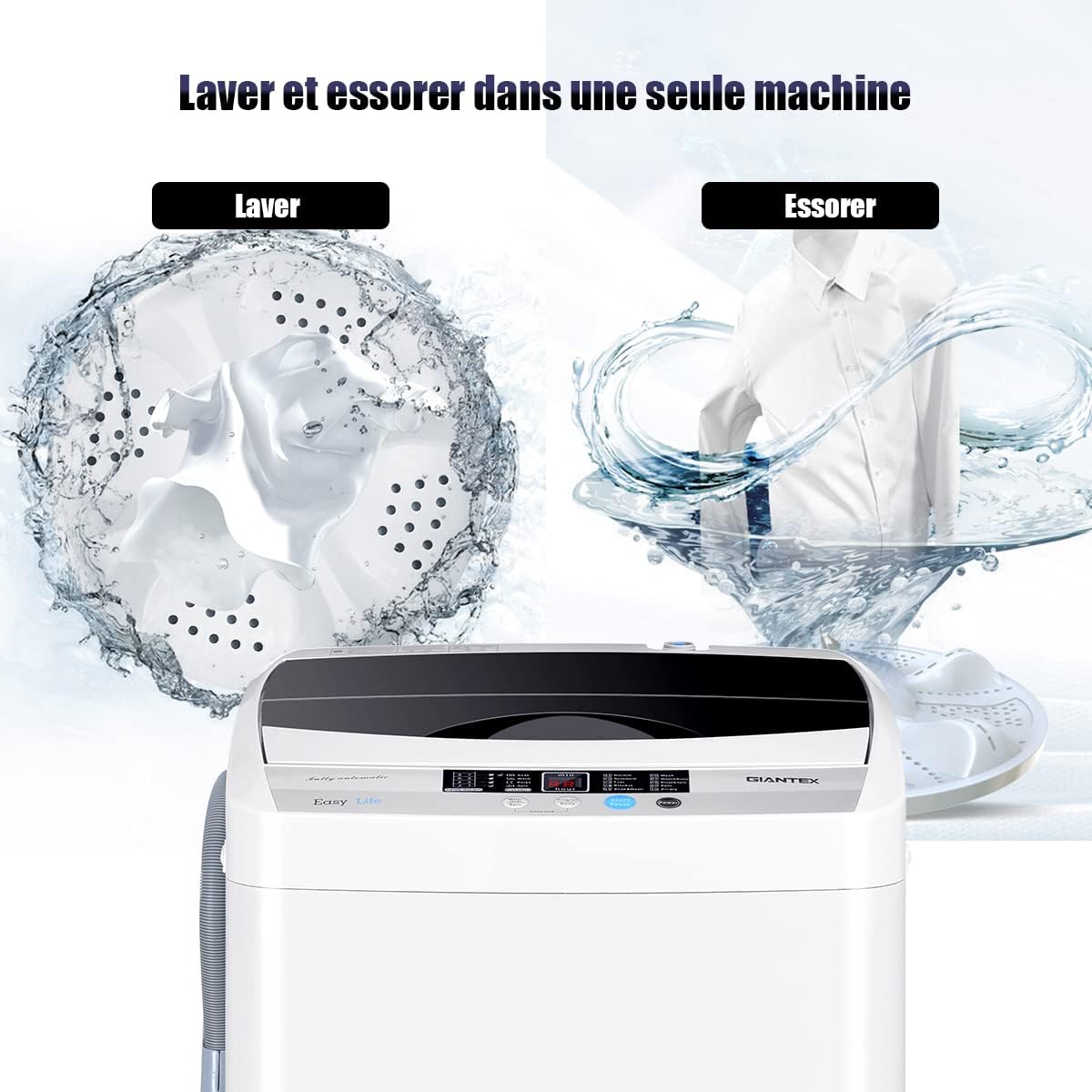 GOPLUS - lave-linge série - 50x50x85 cm - 4,5kg, 10 programmes, LED