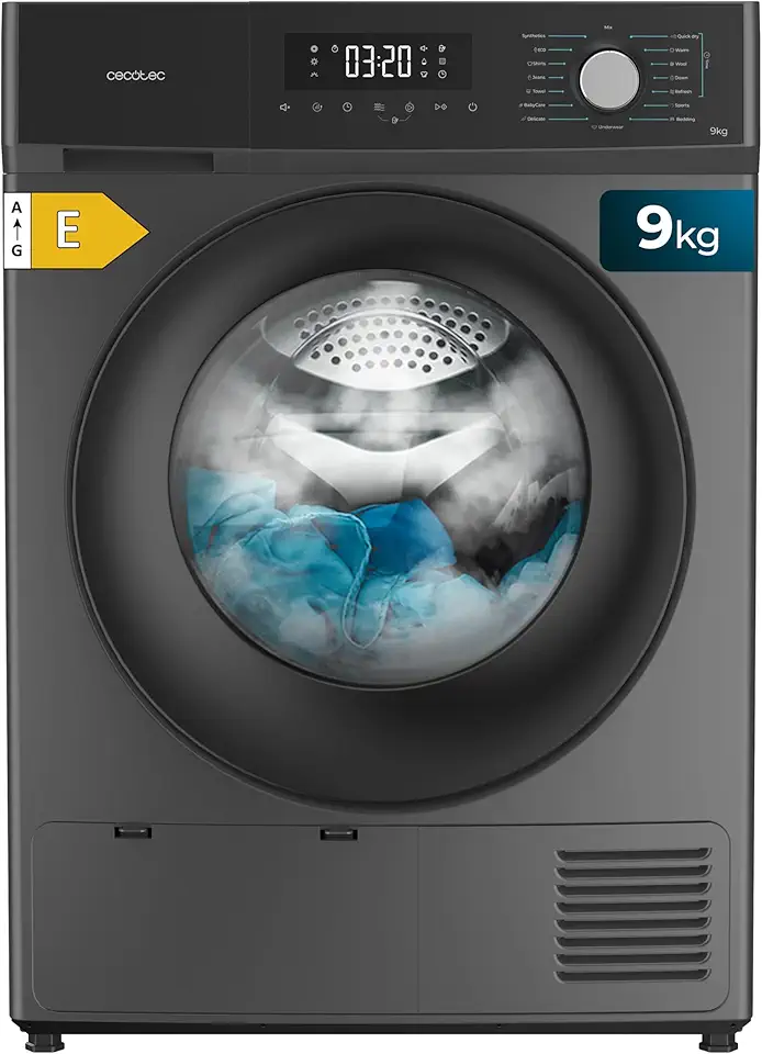 Cecotec - Bolero Dresscode Dry, 9kg, pompe à chaleur, A++, 15 programmes, 9330 Steel