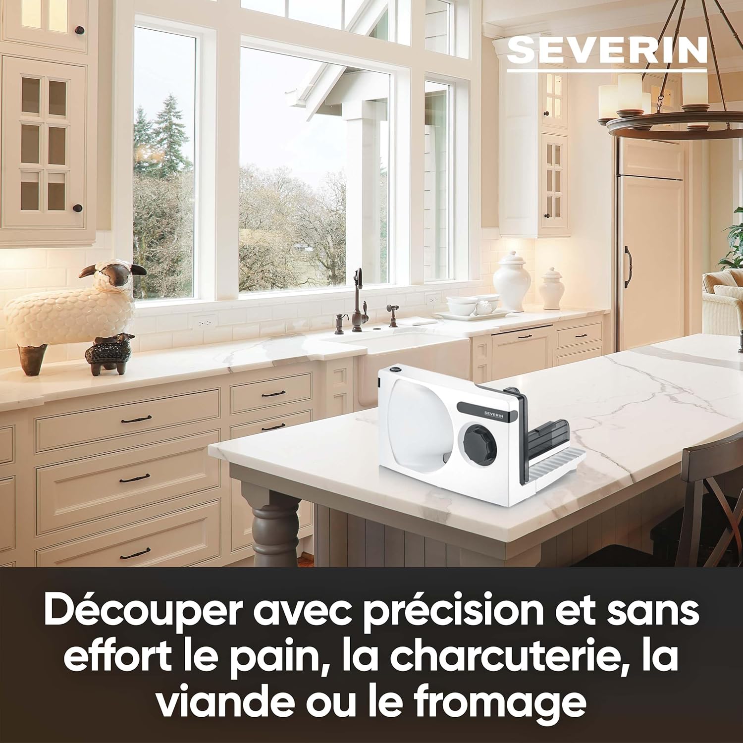 SEVERIN - trancheuse électrique 100W, lame inox amovible, coupe fine/épaisse, AS 3912