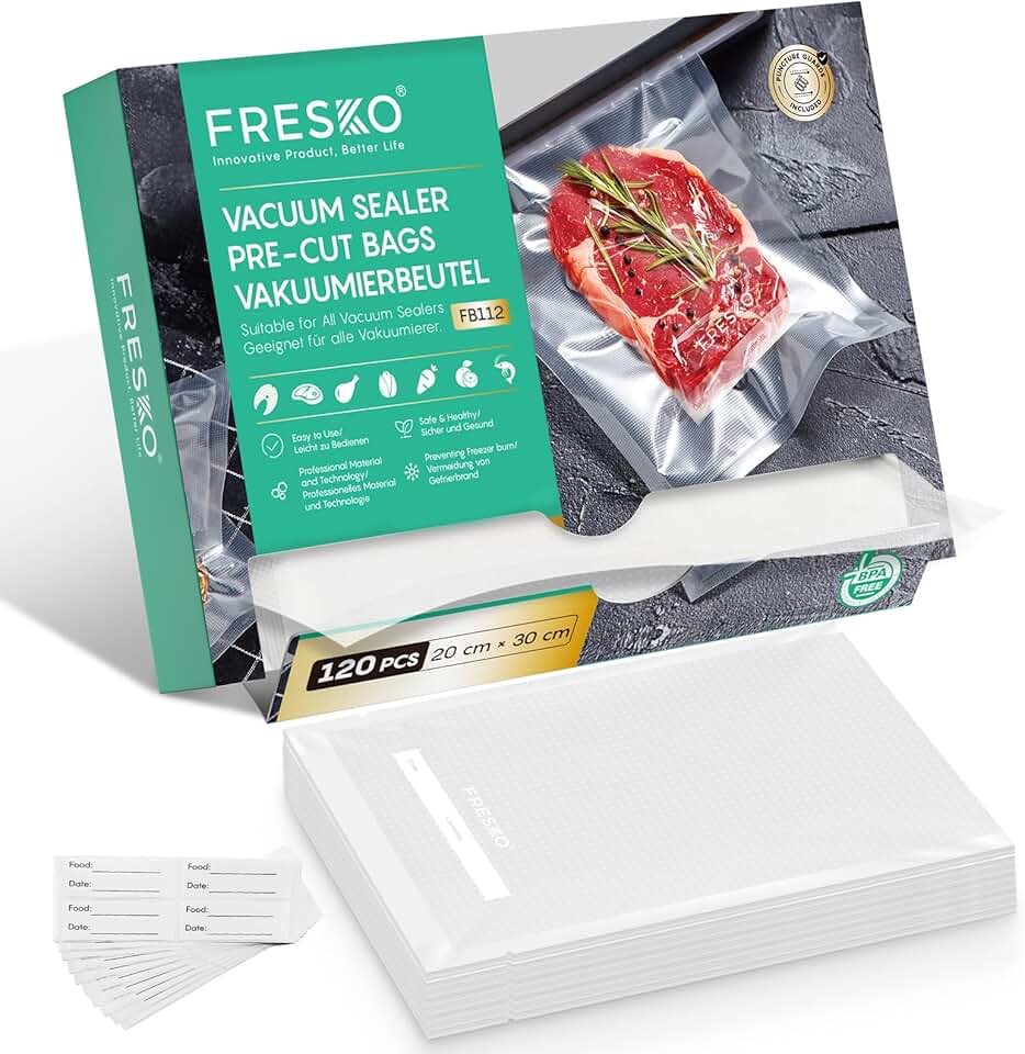 FRESKO - sacs sous vide alimentaires - 20x30cm, 120pcs, sans BPA, cuisson/congélation