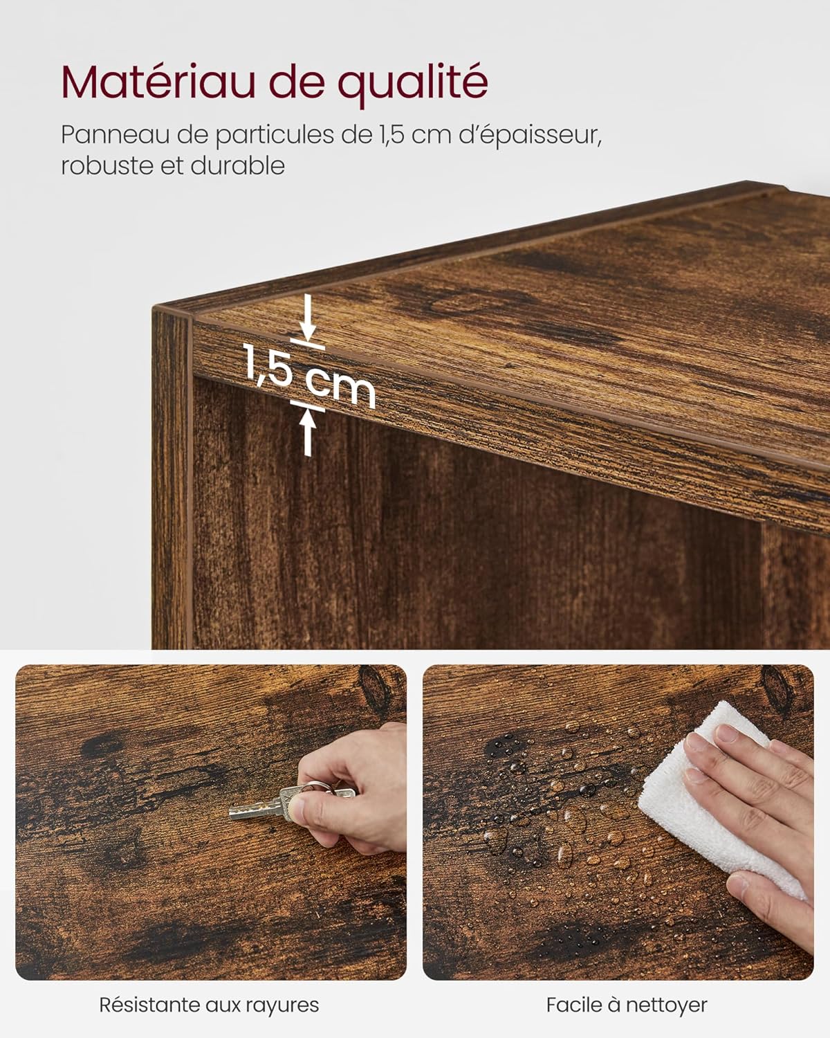 VASAGLE - bibliothèque 3 niveaux, 24x60x81,2cm, rangement ouvert, LBC163X01