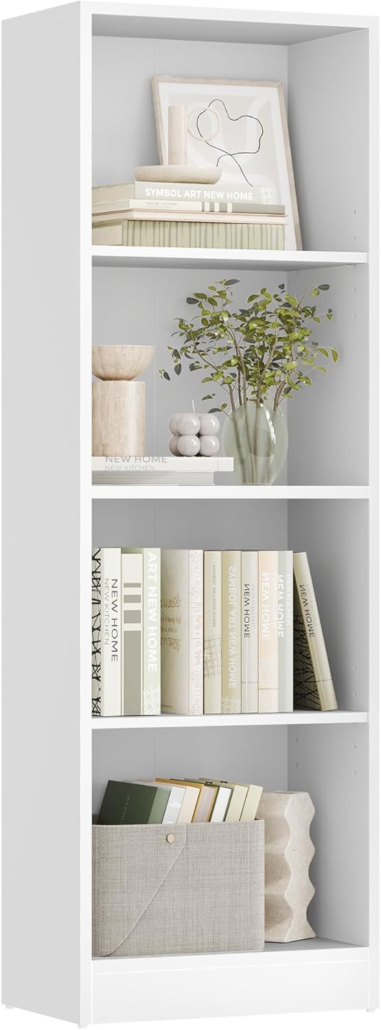 VASAGLE - étagère 4 niveaux - 24x40x121,5 cm, rangement blanc, LBC104W