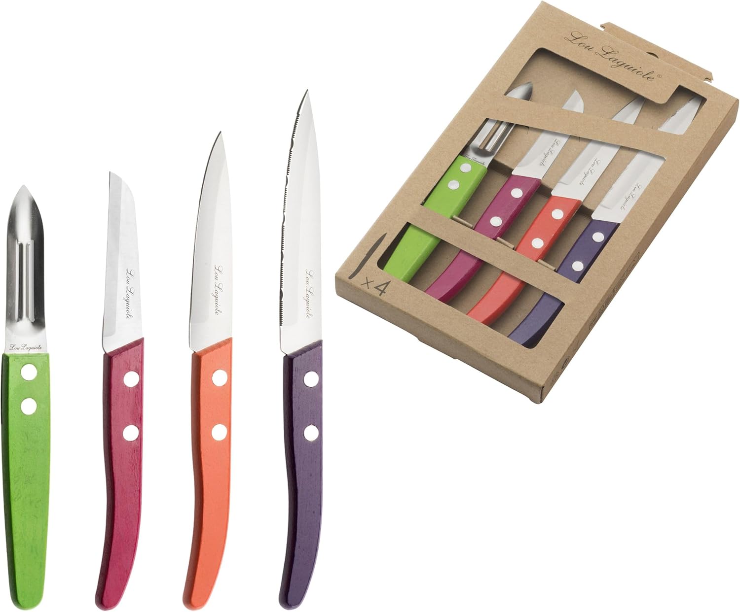 Lou Laguiole - Forest - Set 4 petits couteaux inox bois teinté, finition satinée