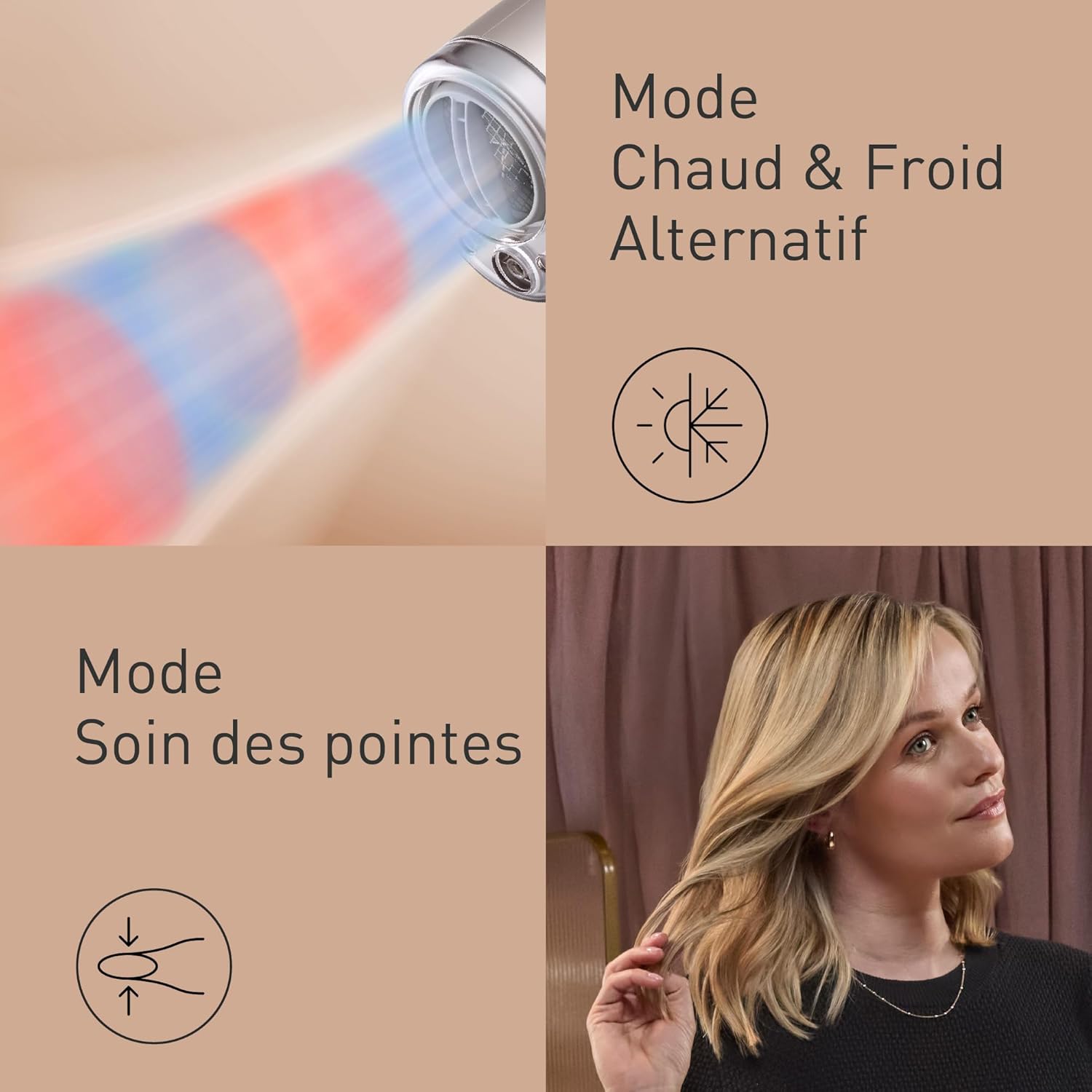 Panasonic - Sèche-cheveux Nanoe & Ions, 1600W, modes soin, EH-NA9N-E825