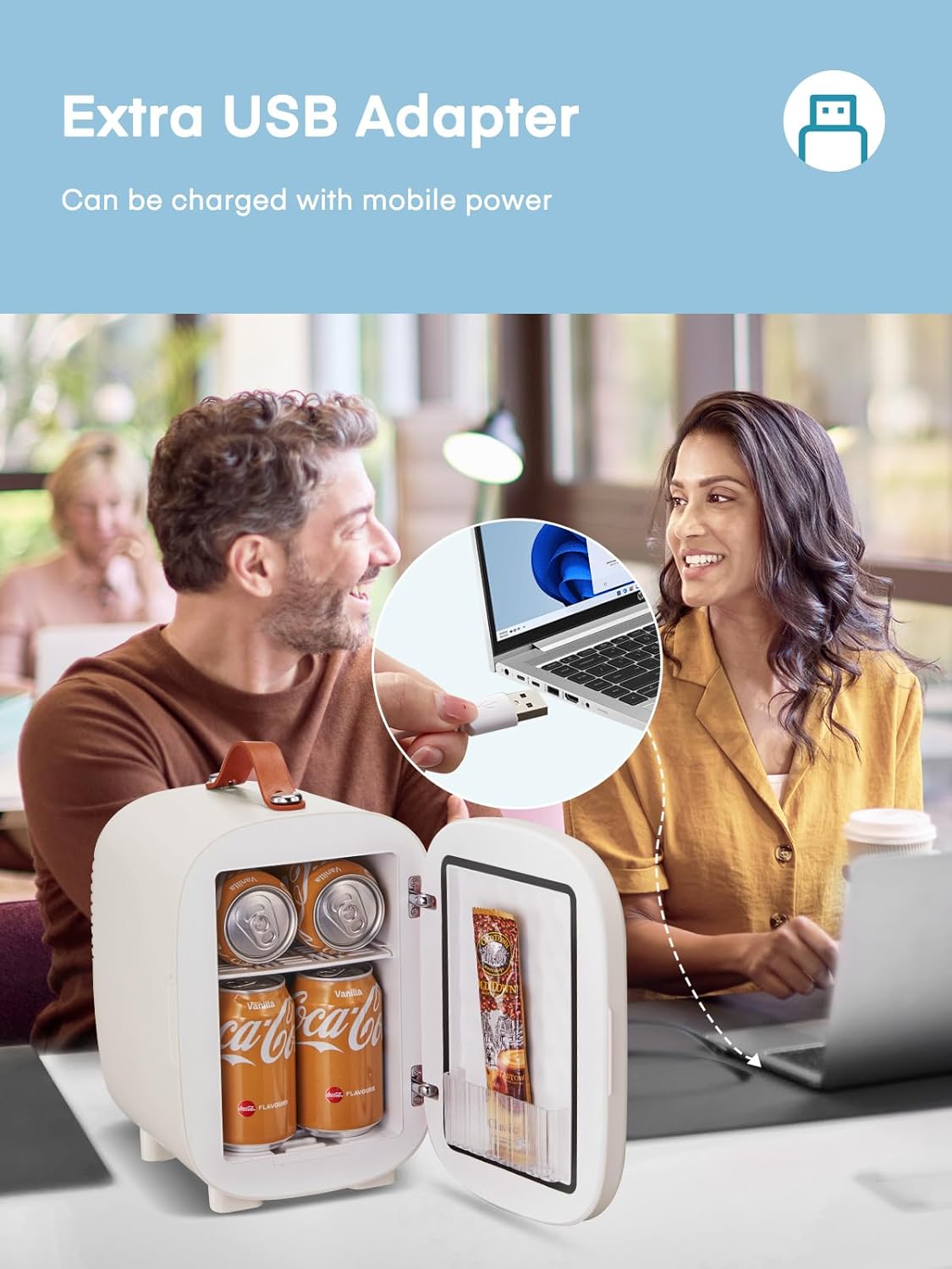 FOHERE - Mini Frigo 5L - compact USB/CA/CC, 6 canettes, blanc