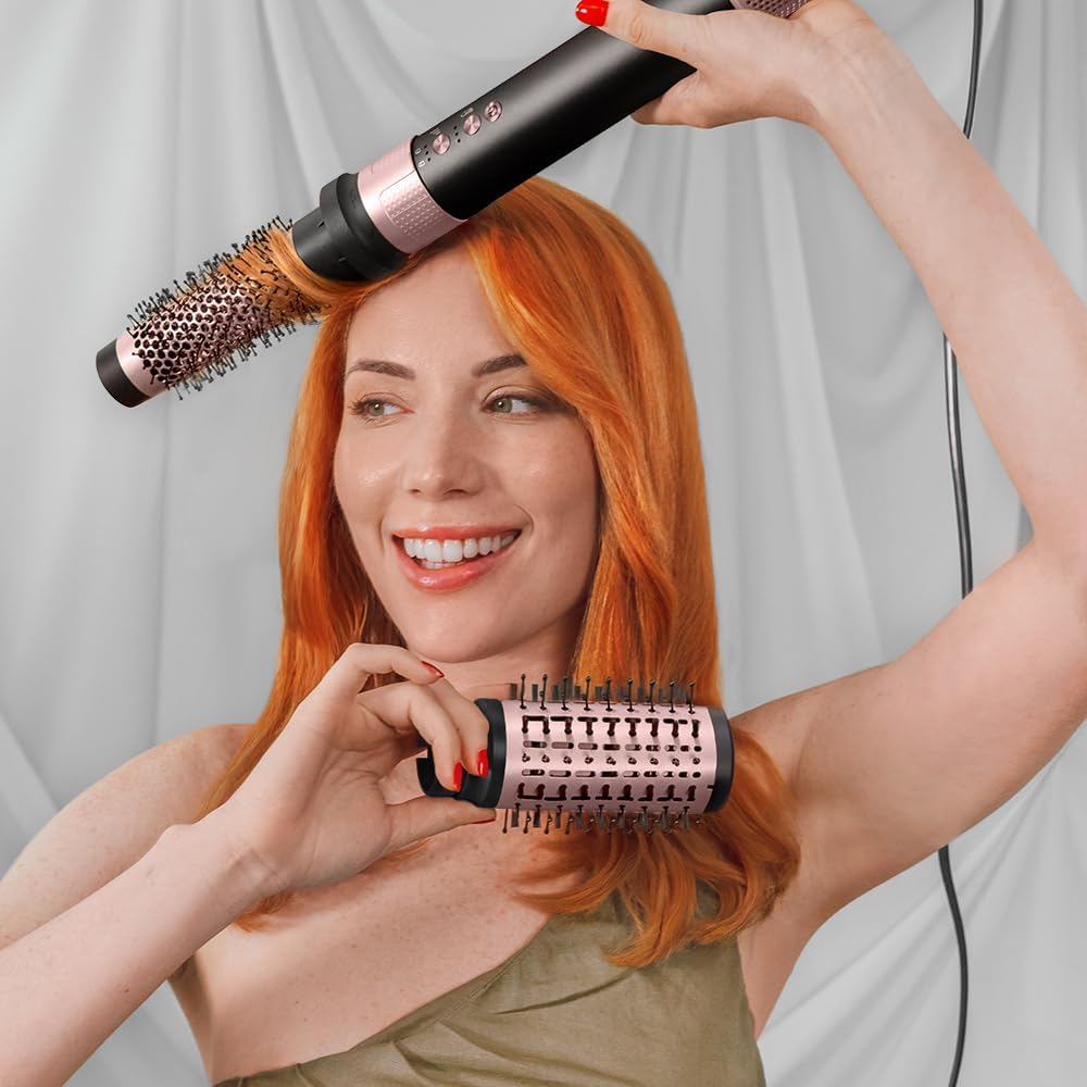 Cecotec - AirGlam Brosse chauffante 1400W 12en1, 14 têtes, Coanda CeramicCare