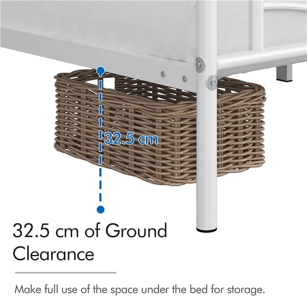Yaheetech - lit simple métal - 90x190 cm - cadre blanc, compact spaces