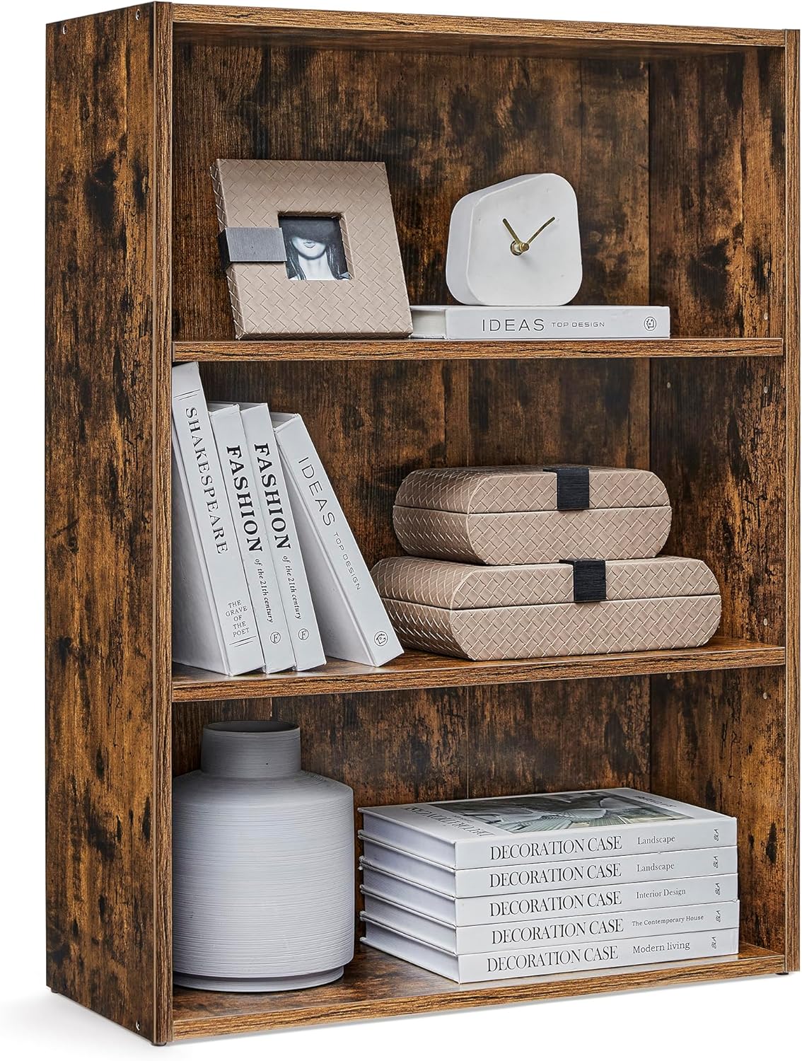 VASAGLE - bibliothèque 3 niveaux, 24x60x81,2cm, rangement ouvert, LBC163X01