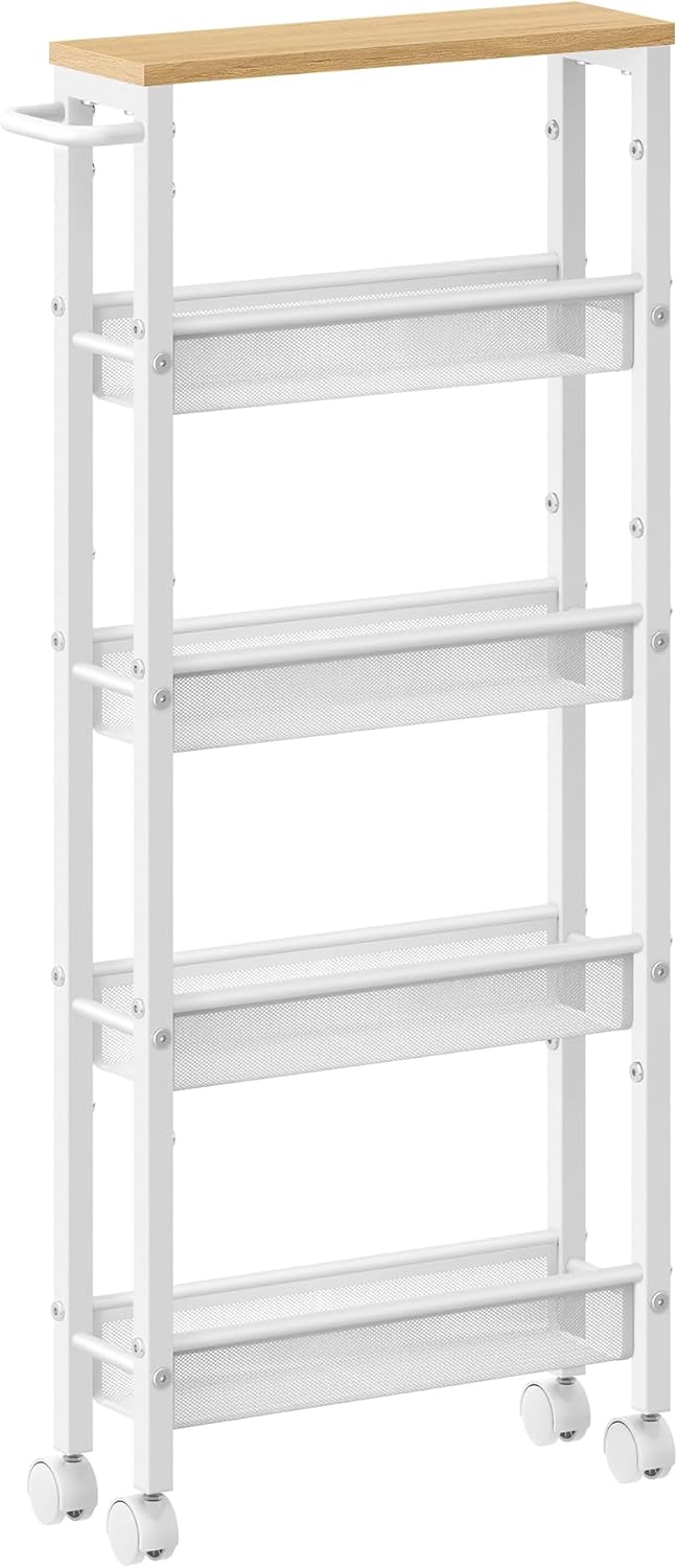 VASAGLE - desserte cuisine 5 niveaux, 13x45,4x99,6 cm, roulettes, LRC034W09