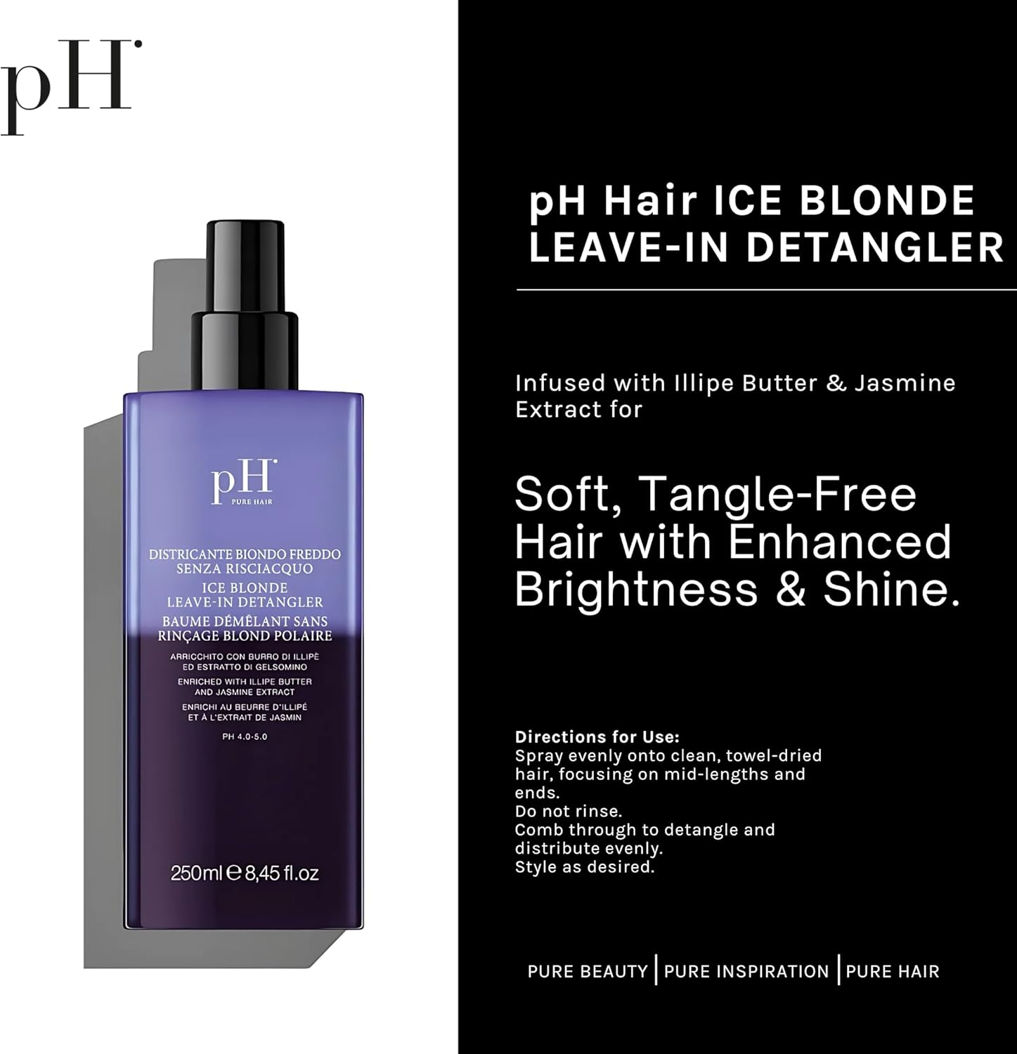 Ph Laboratories - Ice Blonde série - 250ml - soin démêlant cheveux blonds