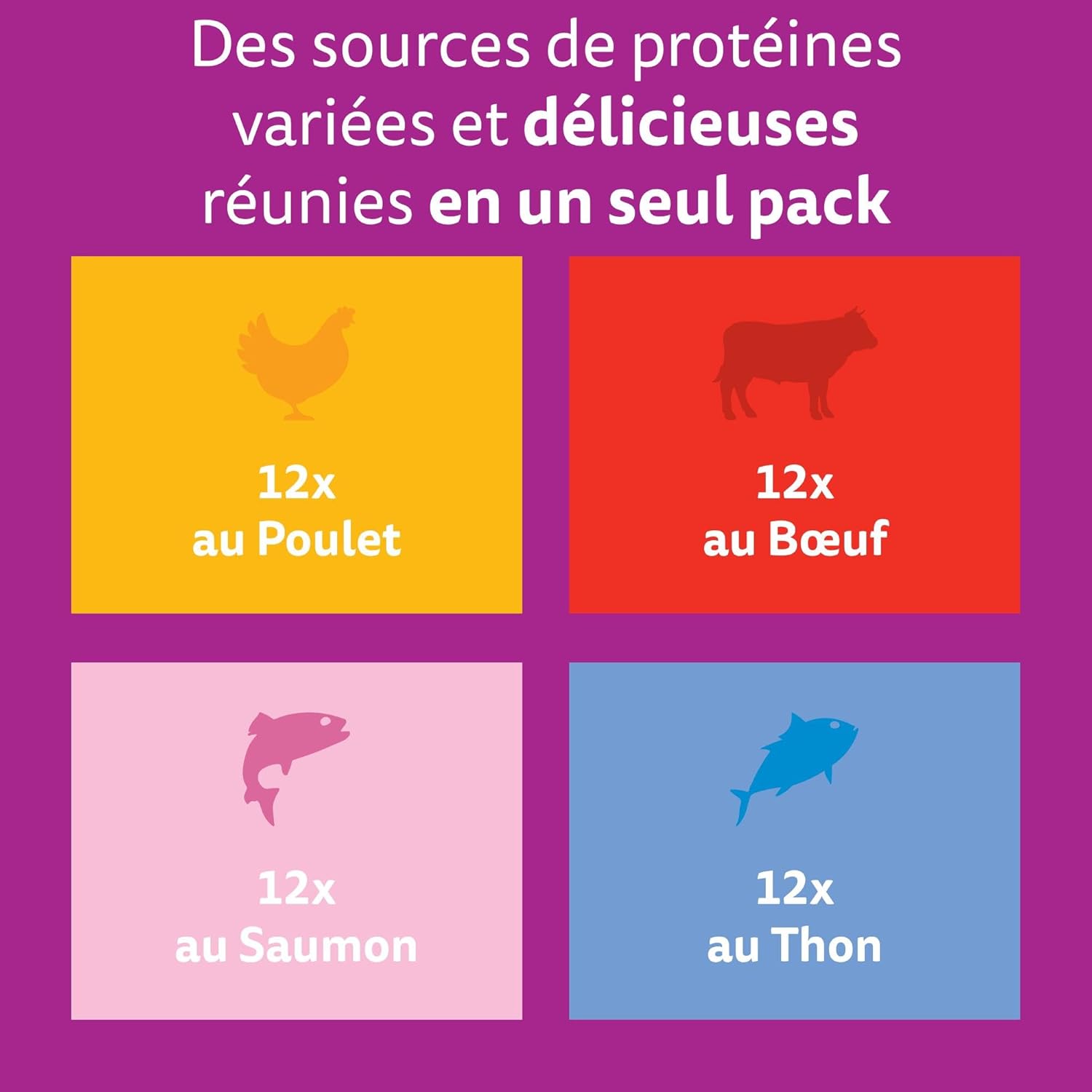 WHISKAS - Repas La Carte Mixte - 48 sachets - pâtée adulte chat stérilisé, 4 variétés