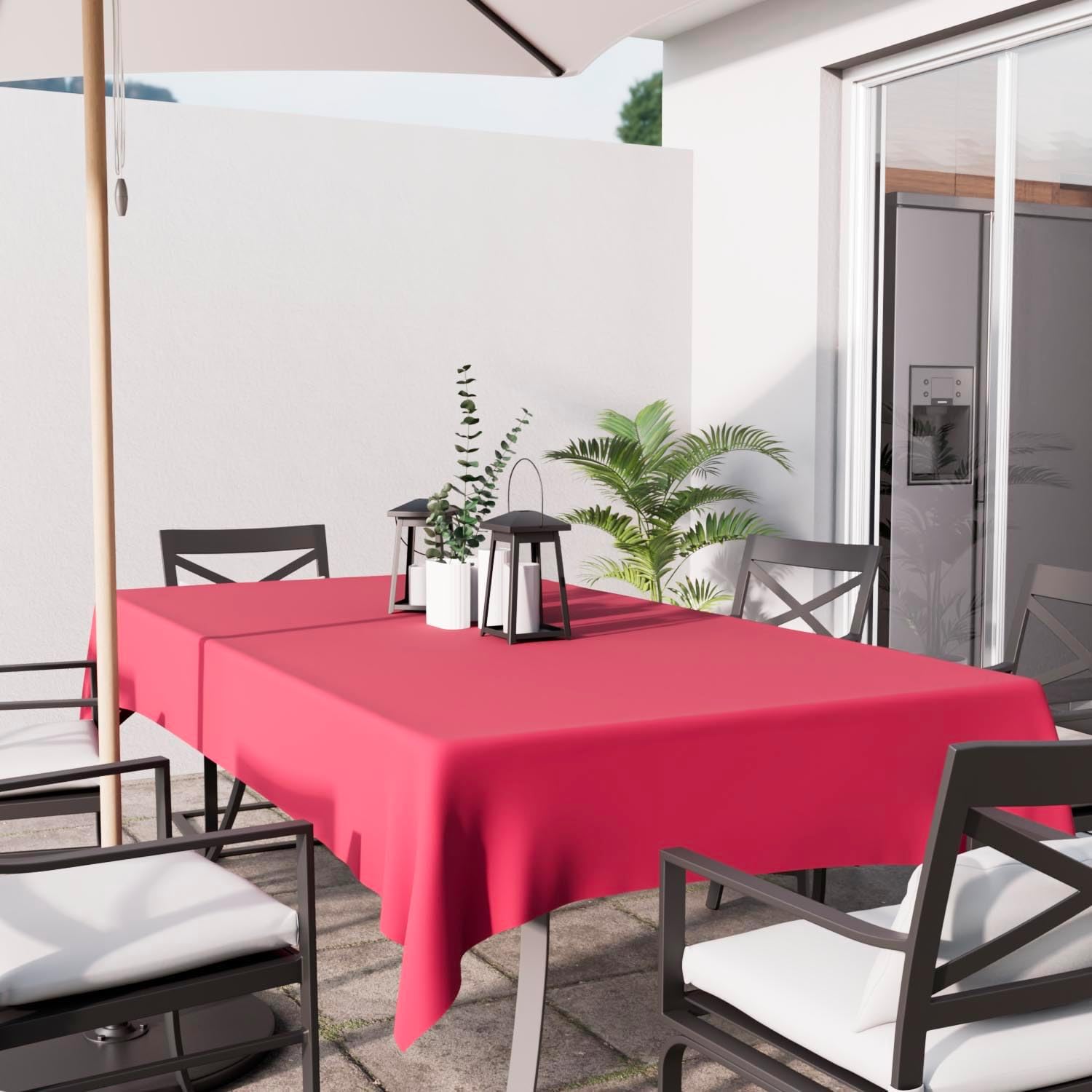 Soleil d'Ocre - Alix nappe rectangle polyester anti-tâches 140x300 cm framboise