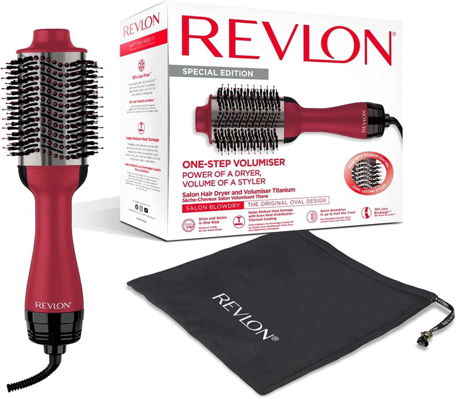 Revlon - Sèche-cheveux Salon One-Step Titane - Volume, adaptateur - RVDR5279UKE