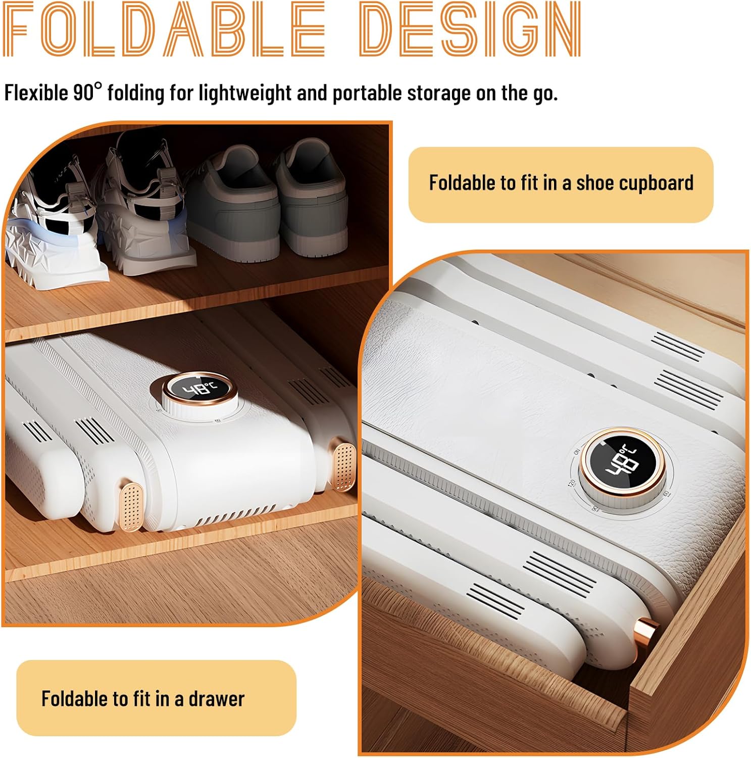 Sèche-chaussures électrique 4 bras, arrêt programmé, stérilisation, 33x24x27cm