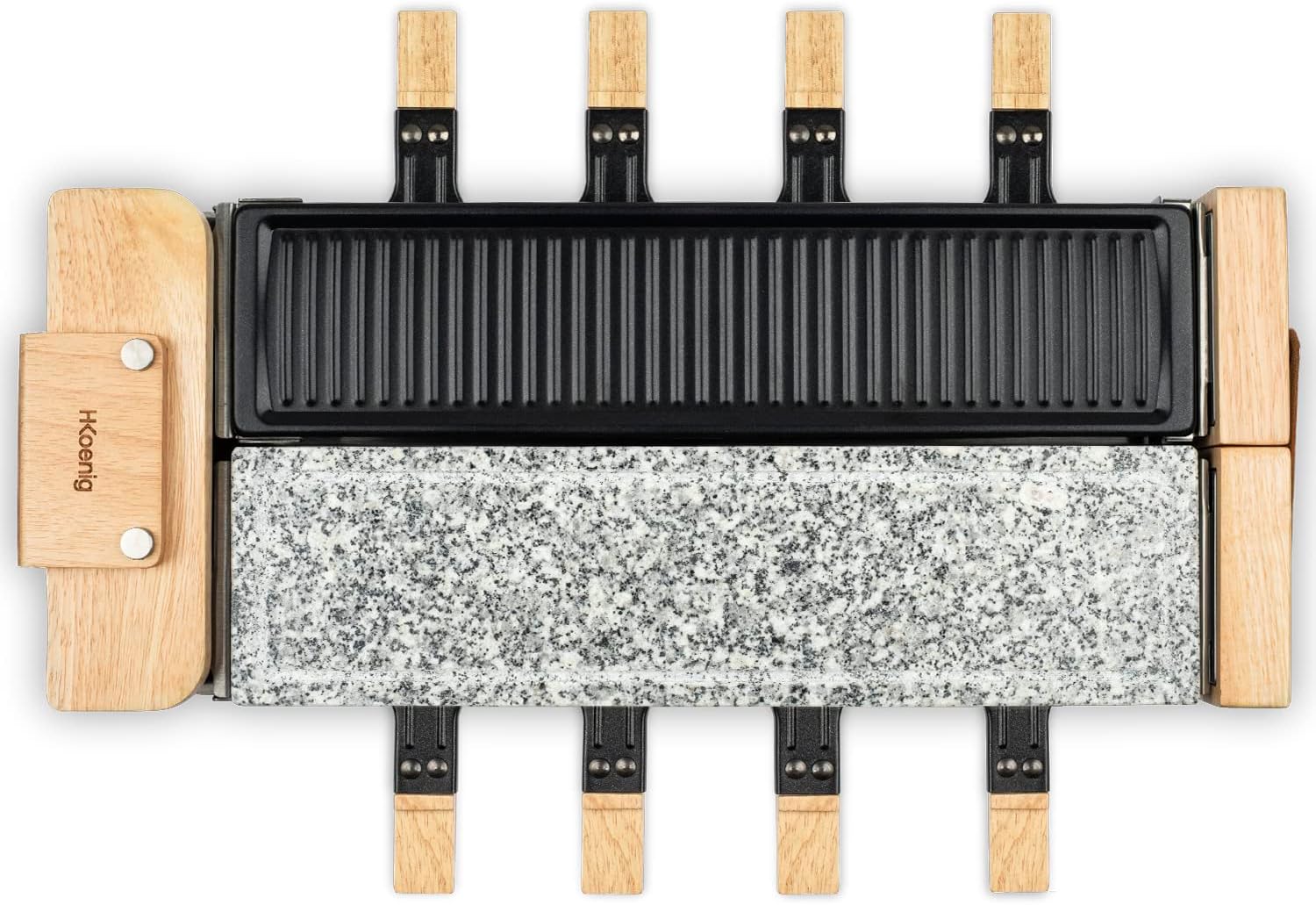 H.Koenig - WOD360 - raclette 8 personnes, 1400W, pierre granit, socle pivotant 180°