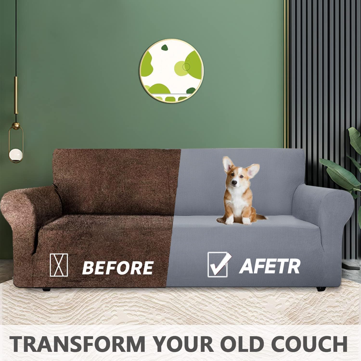 Housse de canapé 1 place - extensible, antidérapante, gris clair