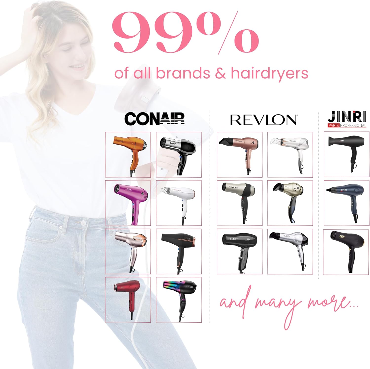 Diffuseur universel cheveux bouclés 4.4-6.6 cm anti-frisottis bleu