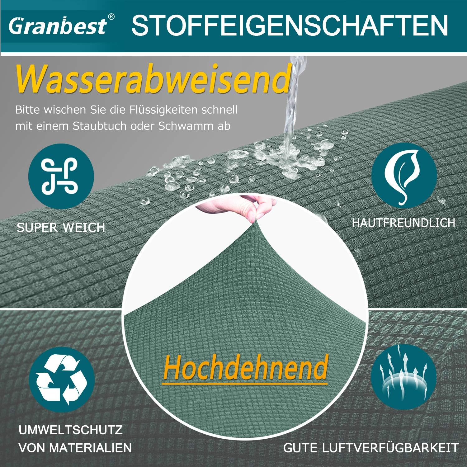 Granbest - housse canapé spandex jacquard, 4 places, extensible, imperméable