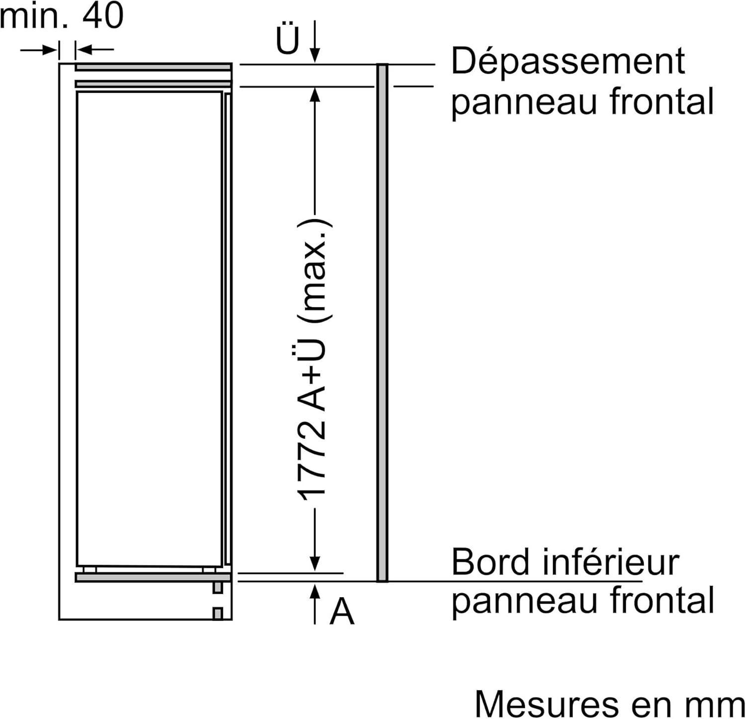 Bosch - réfrigérateur 1 porte Série 4, 310L, encastrable, 177x54cm - KIR81VFE0