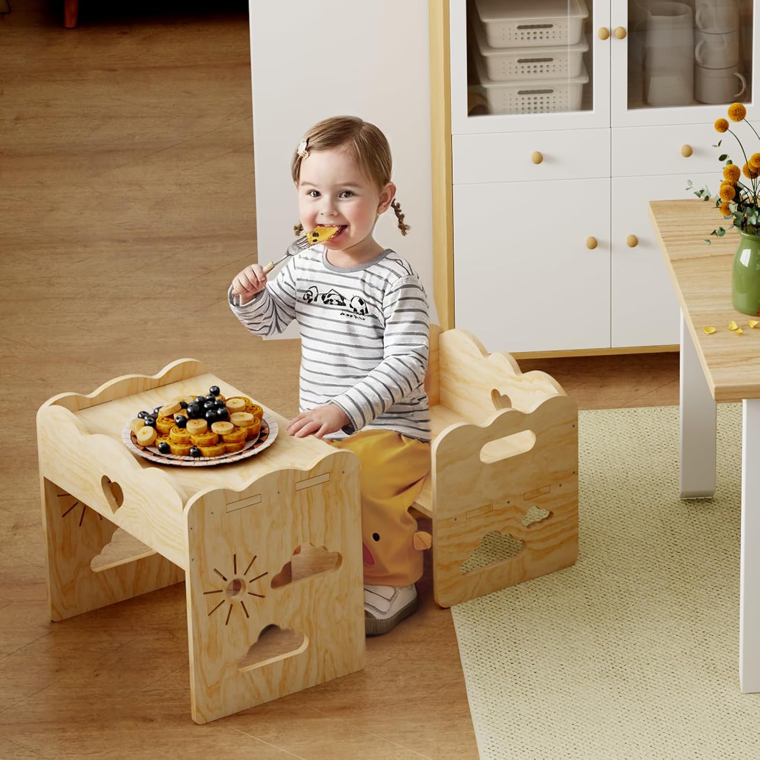 Table enfant - Montessori - compacte, facile à assembler, idéale repas/jeux
