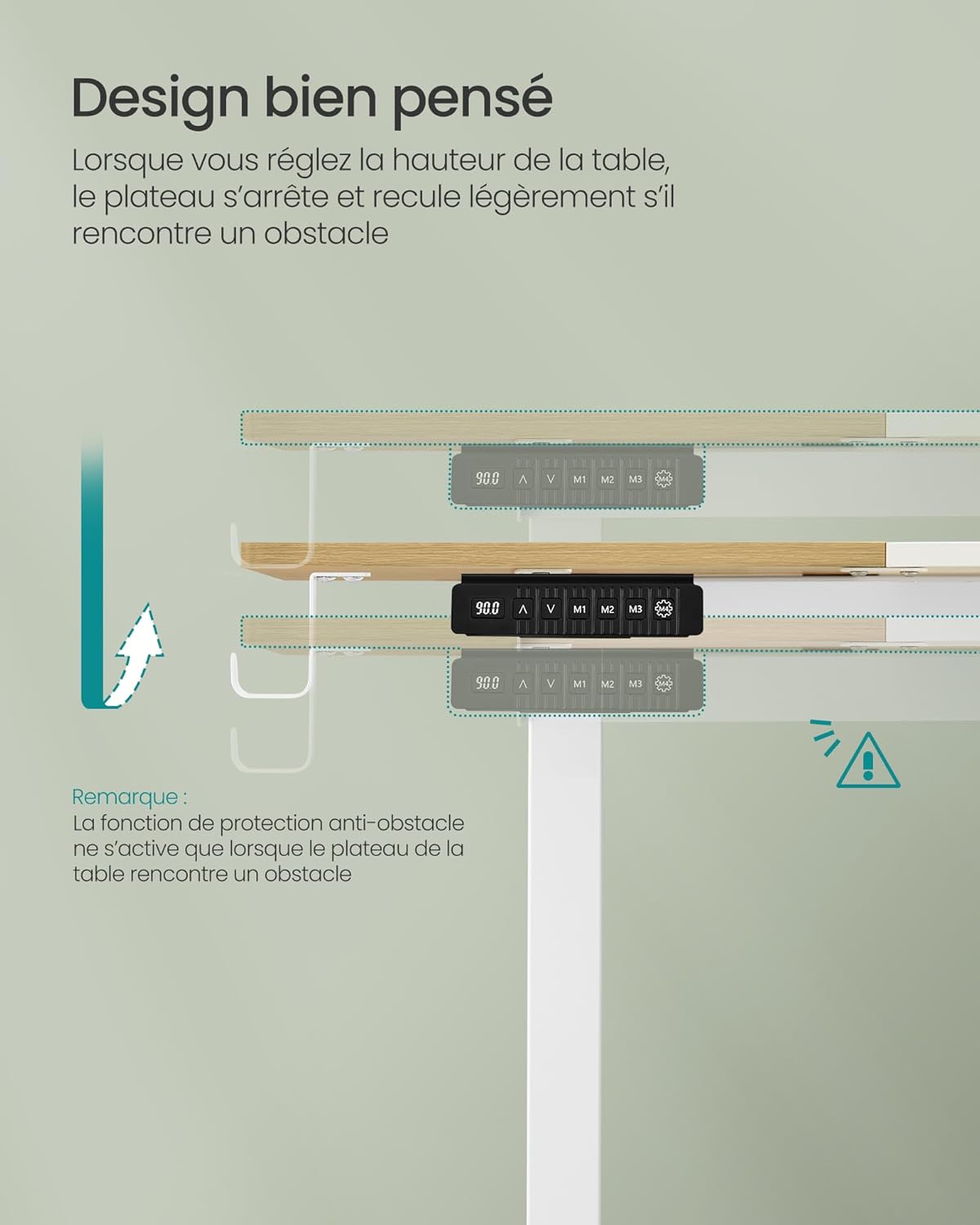 SONGMICS - Bureau électrique réglable 160x70cm, 4 mémoires, LSD026N01