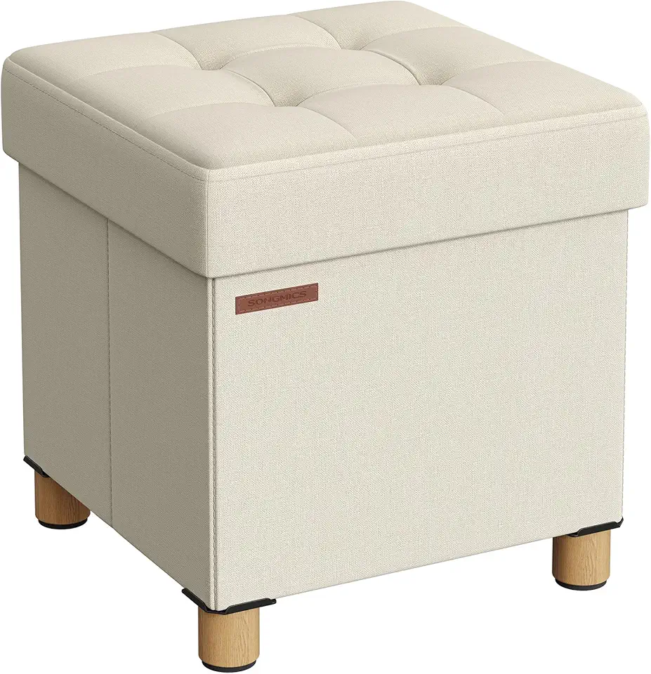SONGMICS - pouf pliable - 38x38x40 cm - rangement solide, 300 kg, LSF014W11