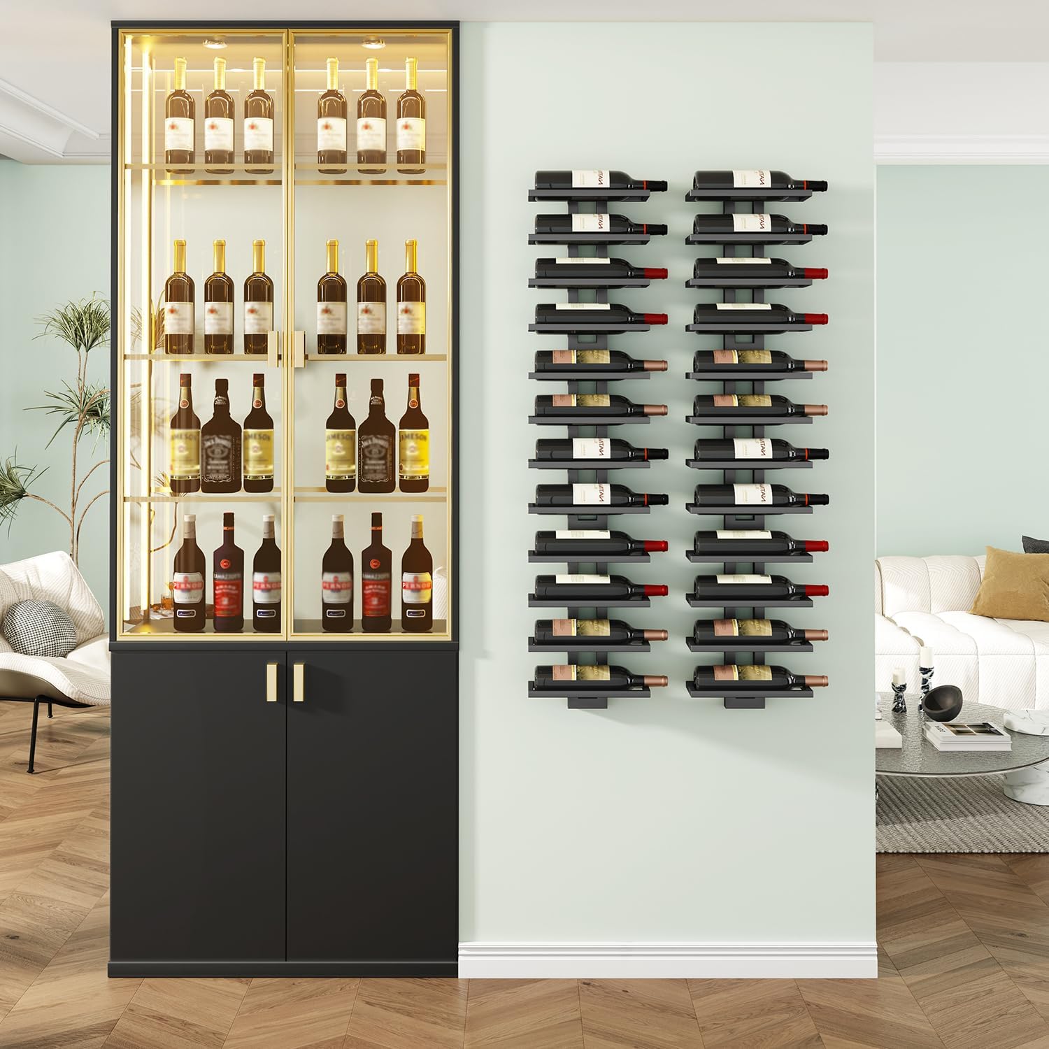 IBUYKE - casier à vin mural, 12 bouteilles, métal, noir - TMJ909B