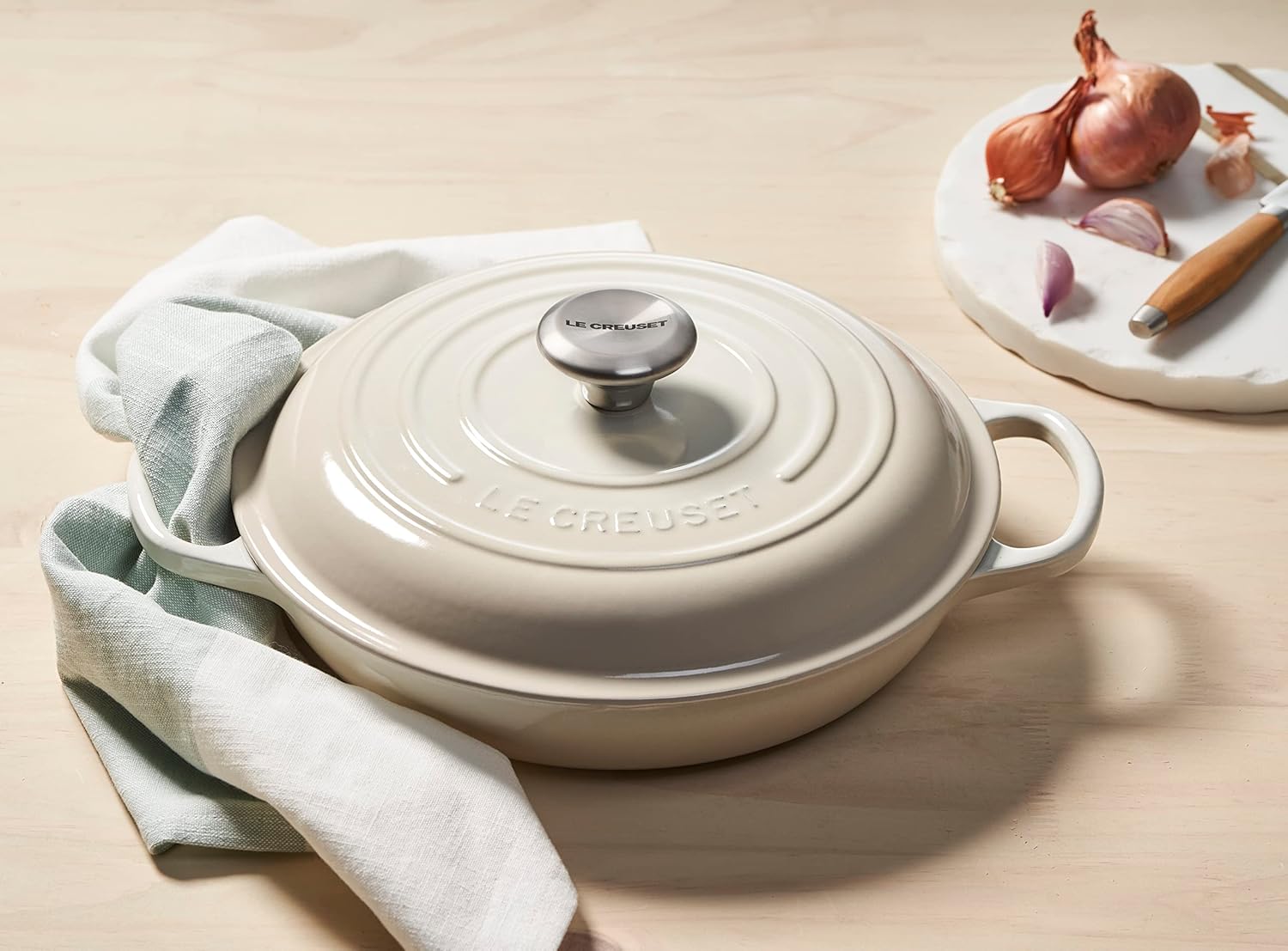 Le Creuset - Faitout Signature - 26 cm, 2 L, fonte émaillée, Meringue - 21180267164430