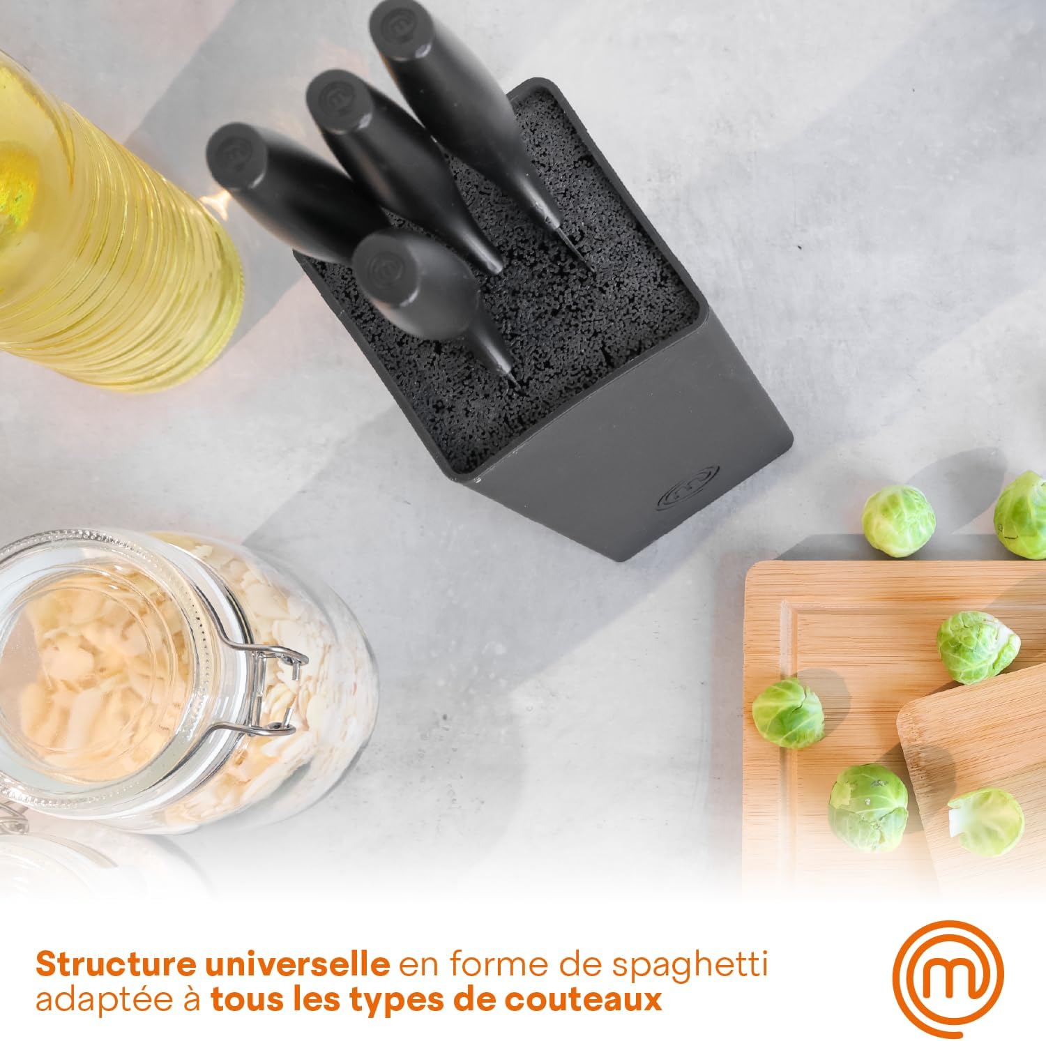 MasterChef - Bloc couteaux cuisine - inox, lame chef, manche ergonomique