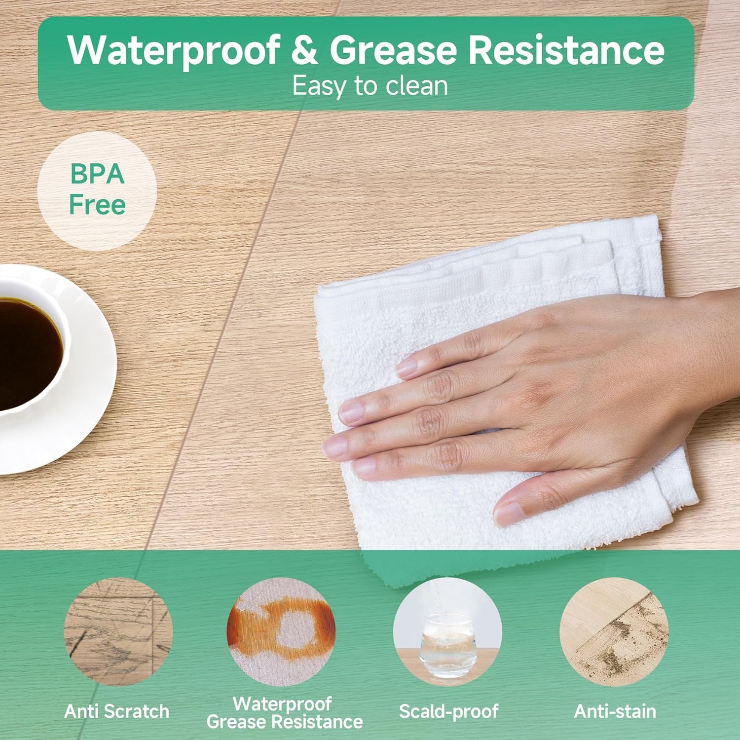 NATRKE - tapis protège-sol PVC 92x122cm, sans BPA/phtalate, transparent