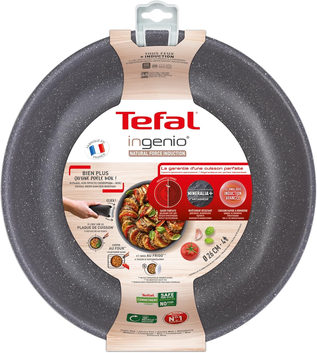 Tefal - Ingenio Natural Force - wok 26 cm - induction, antiadhésif, empilable, lave-vaisselle, L3967702