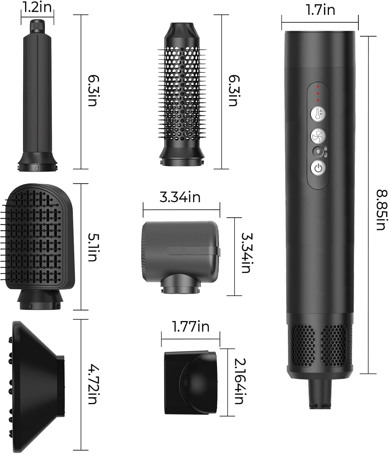 Sèche-cheveux 7 en 1 - 1400W - 3 températures, boucle, lissage