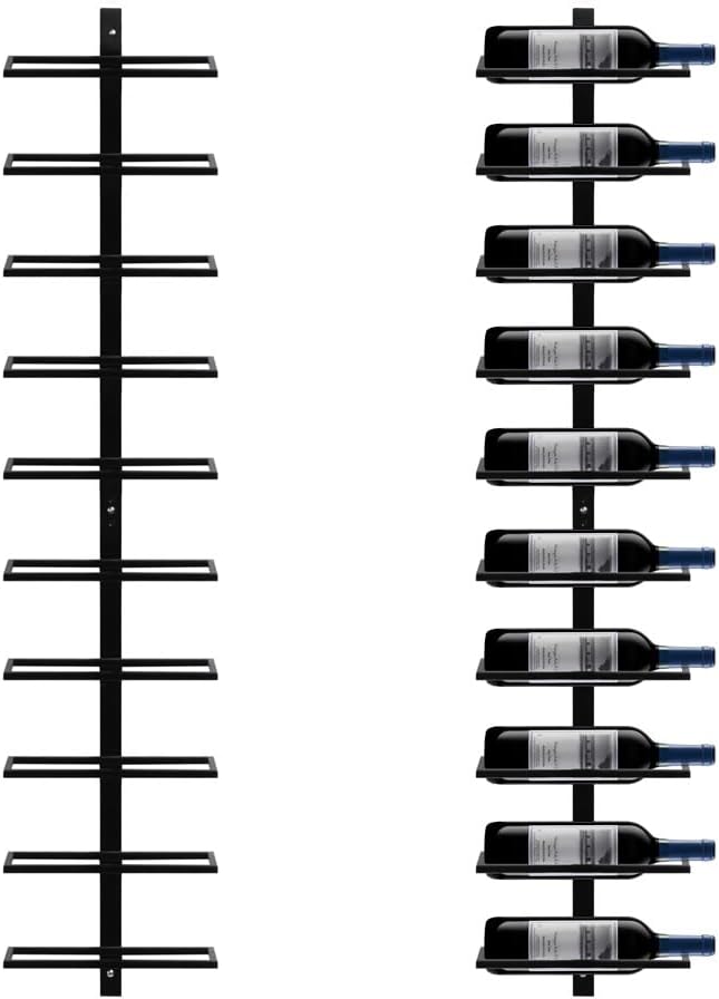 Yaheetech - Porte Bouteille mural métal - 126cm - 10 bouteilles, noir