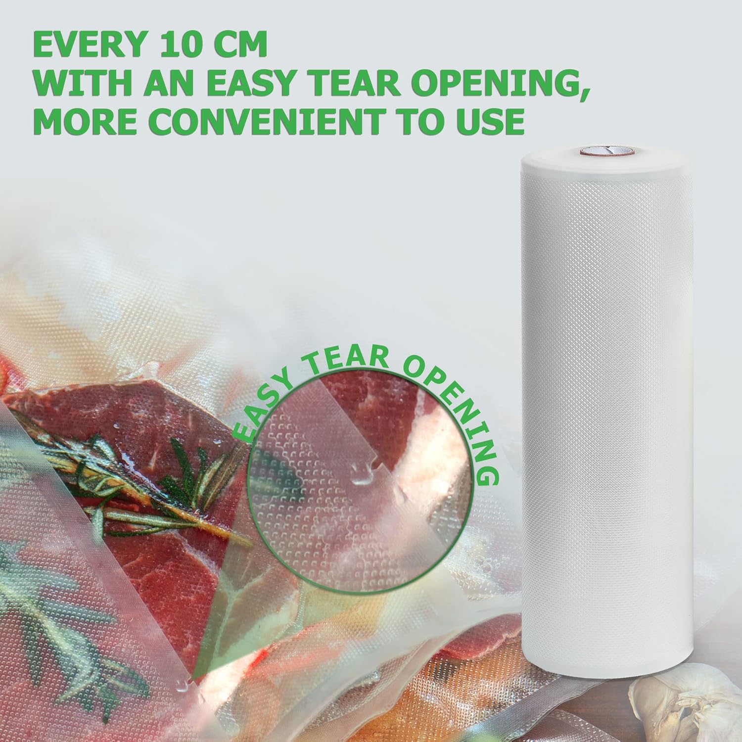 KitchenBoss - rouleaux sacs sous vide 28x600cm - sans BPA, compatibles mise sous vide