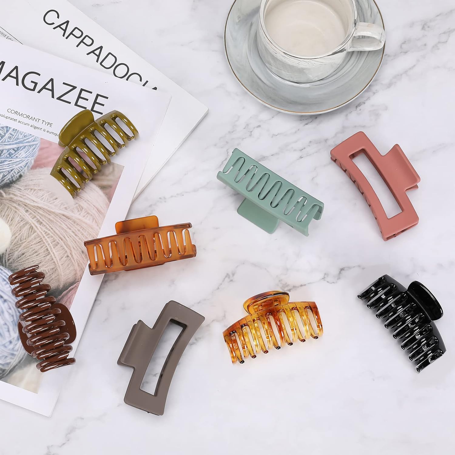 Lolalet - pince à cheveux double dents - 8cm - lot 8 couleurs, épais/fins