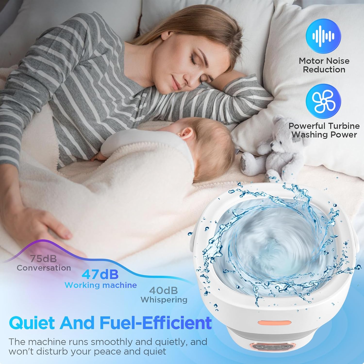 Mini machine à laver - 13L - portable, essoreuse, 3 modes, tuyau drainage