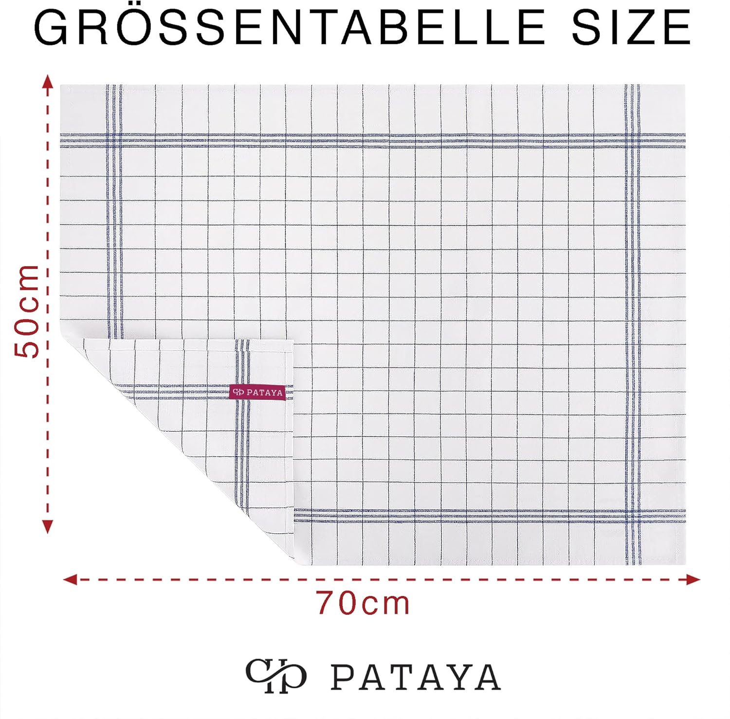 Pataya - torchons de cuisine bleu - 50x70cm - coton 100% Oeko-Tex, lot de 10