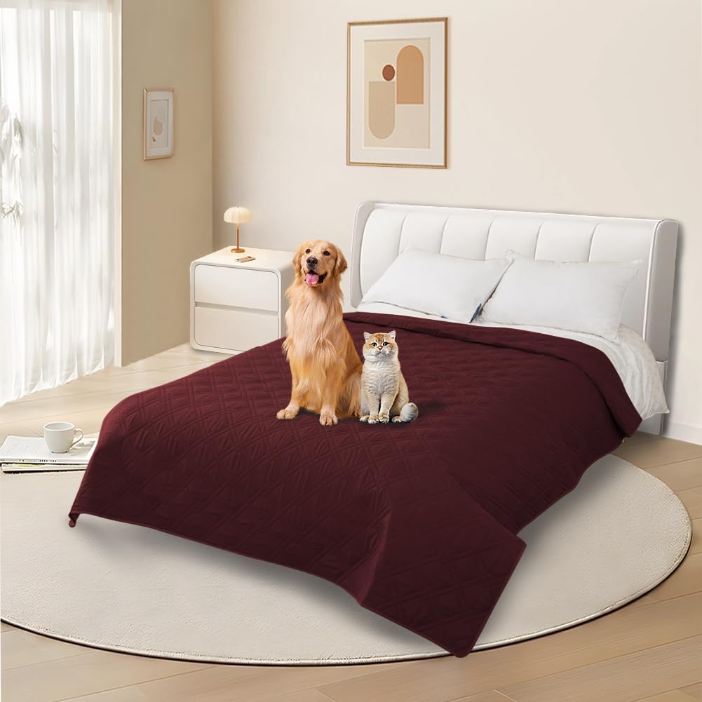 DUJUIKE - housse imperméable canapé/animaux, rouge, 208-260cm