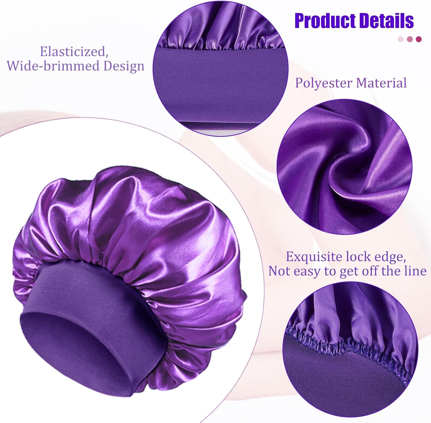Bonnet satin nuit - soin cheveux soyeux - élastique confortable