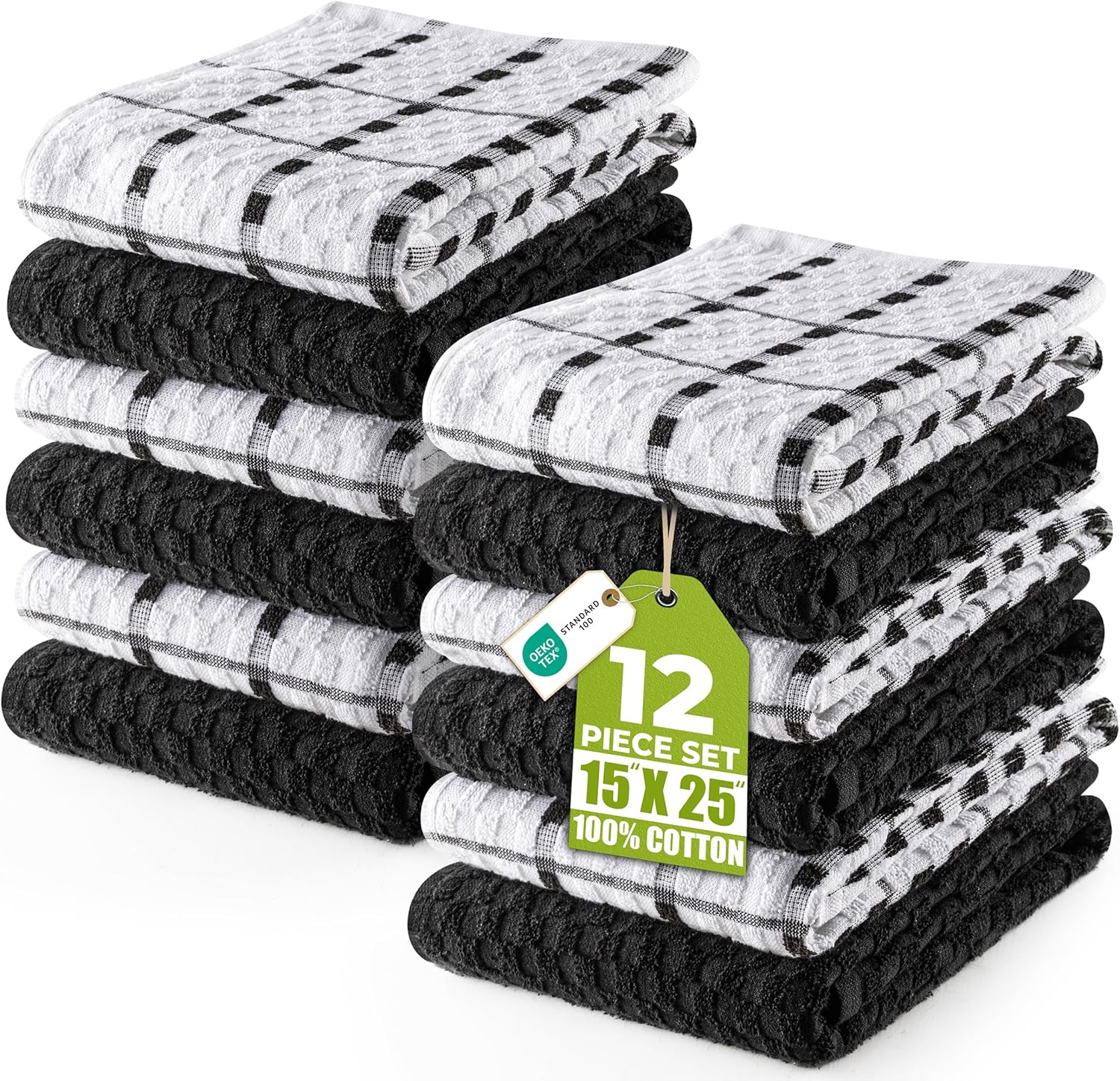 Utopia Towels - serviettes de cuisine - 38x64cm - 100% coton, lavables en machine, lot de 12