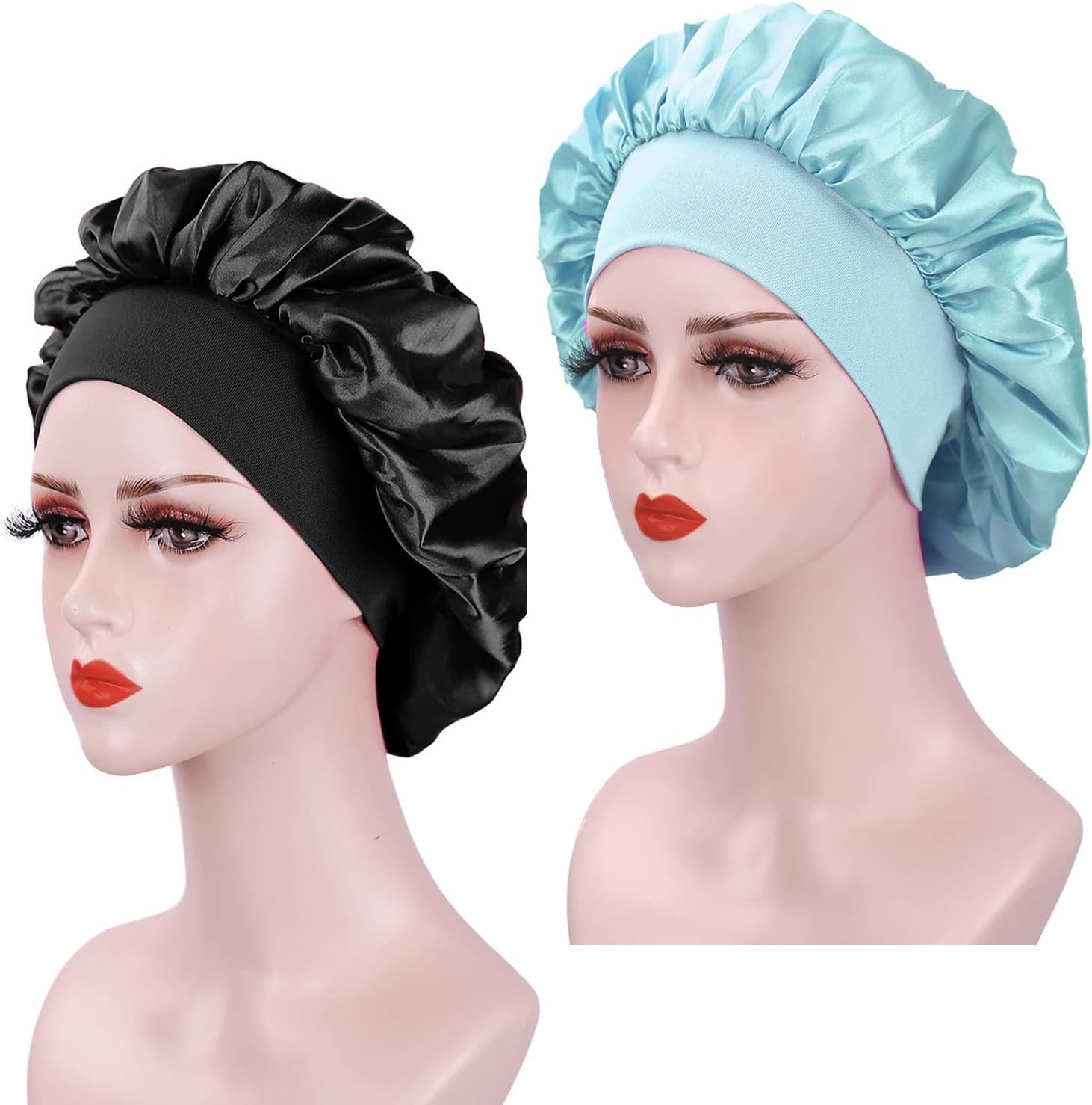 Bonnet satin femme - 2 pièces - protection nuit, doublure soie, réglable