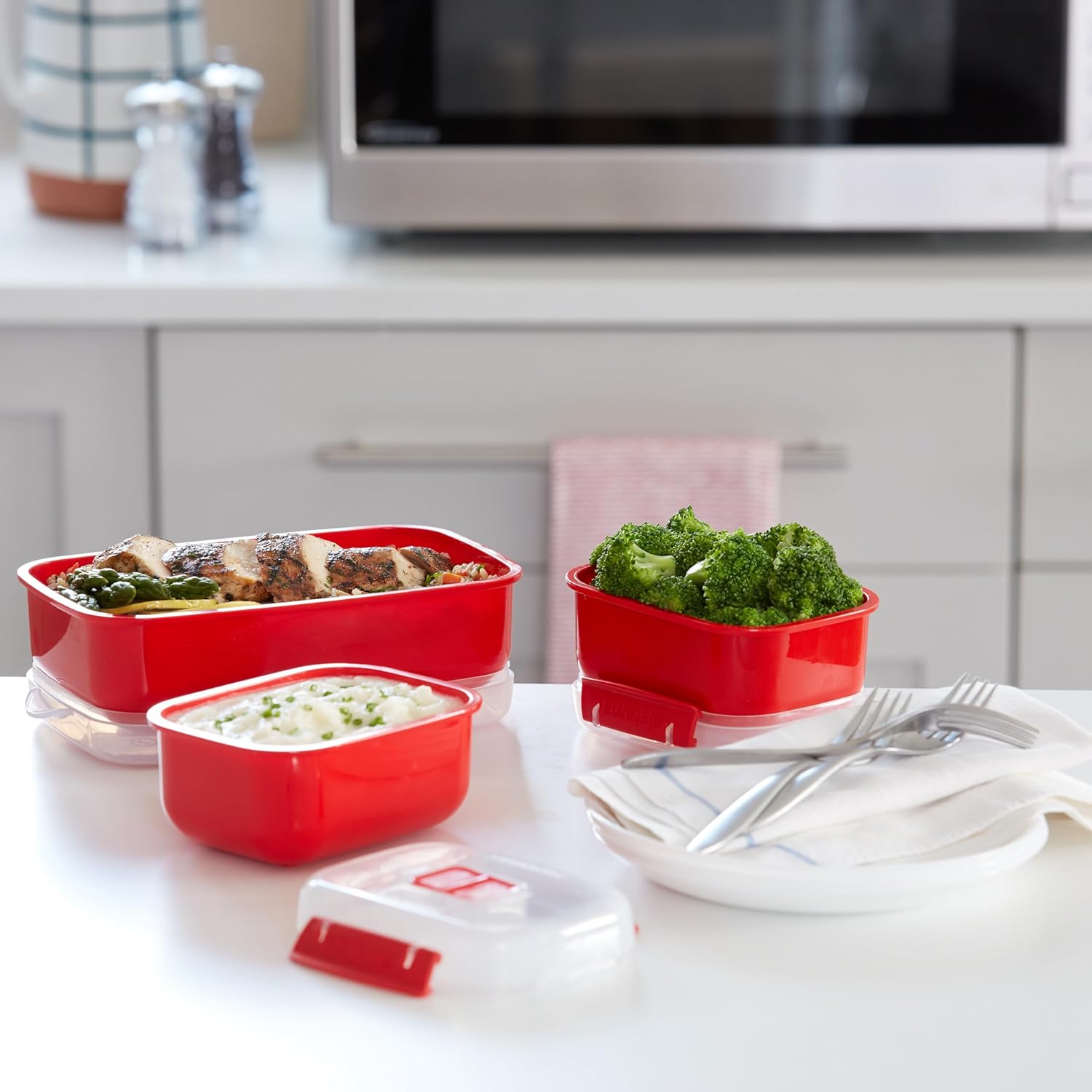 Sistema - Heat & Eat - Lot de 3 boîtes repas empilables étanches