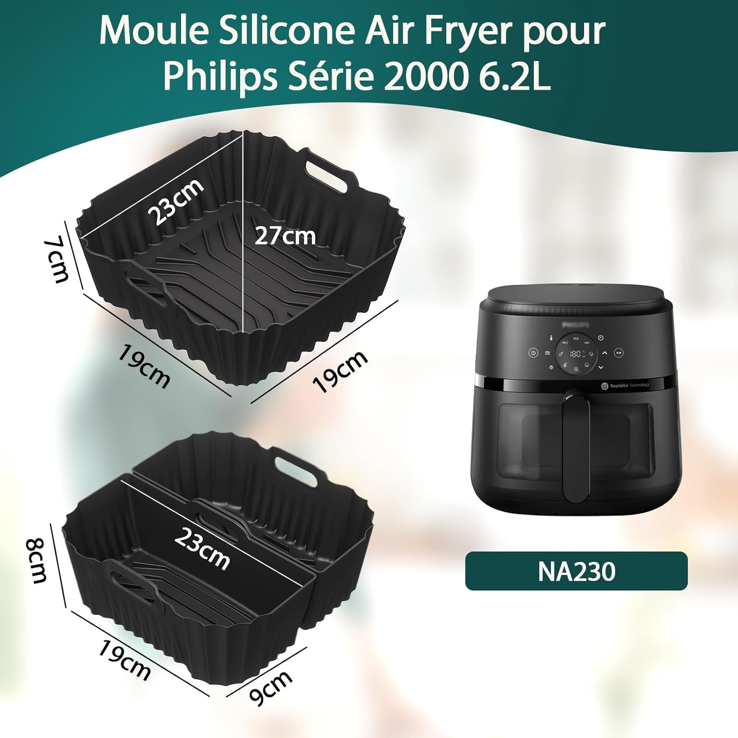 Moule silicone air fryer - série 2000 - 6.2L - lot de 3 réutilisables - NA230