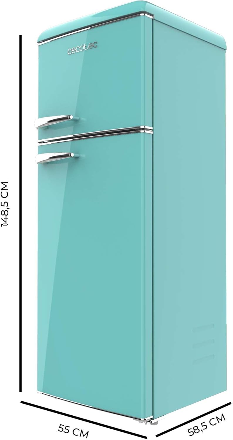 Cecotec - Bolero CoolMarket Origin 215 - 148,2x55,2 cm - rétro, LED, poignées chromées, étagères verre