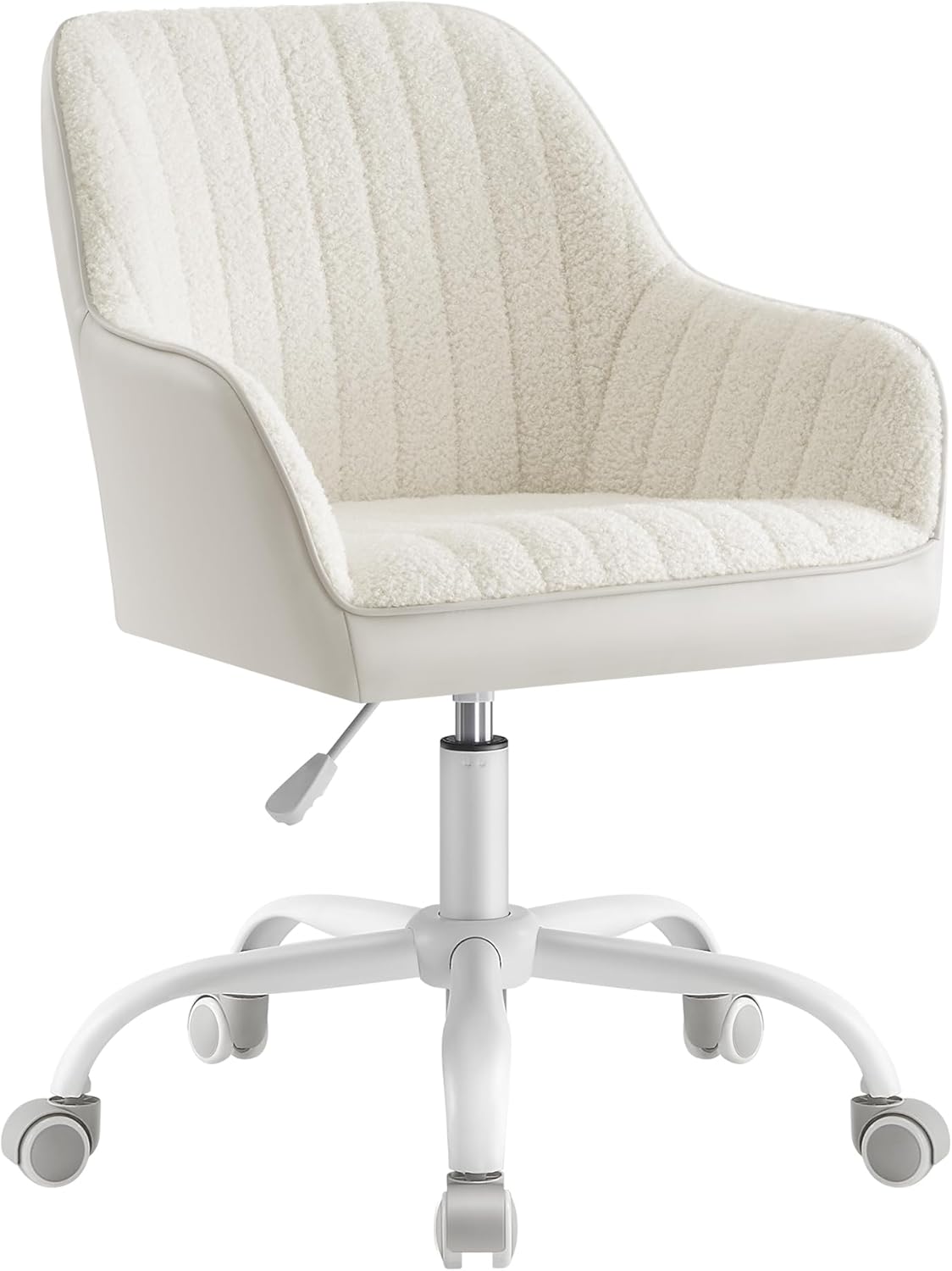 SONGMICS - fauteuil pivotant tissu peluche, hauteur réglable, beige cappuccino, OBG012W01