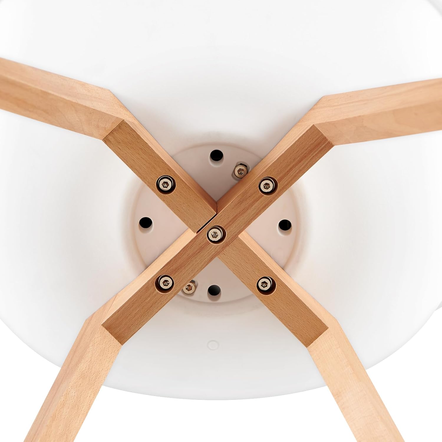 EGGREE - chaise scandinave creusée - bois hêtre, coussin, motif ajouré, blanc