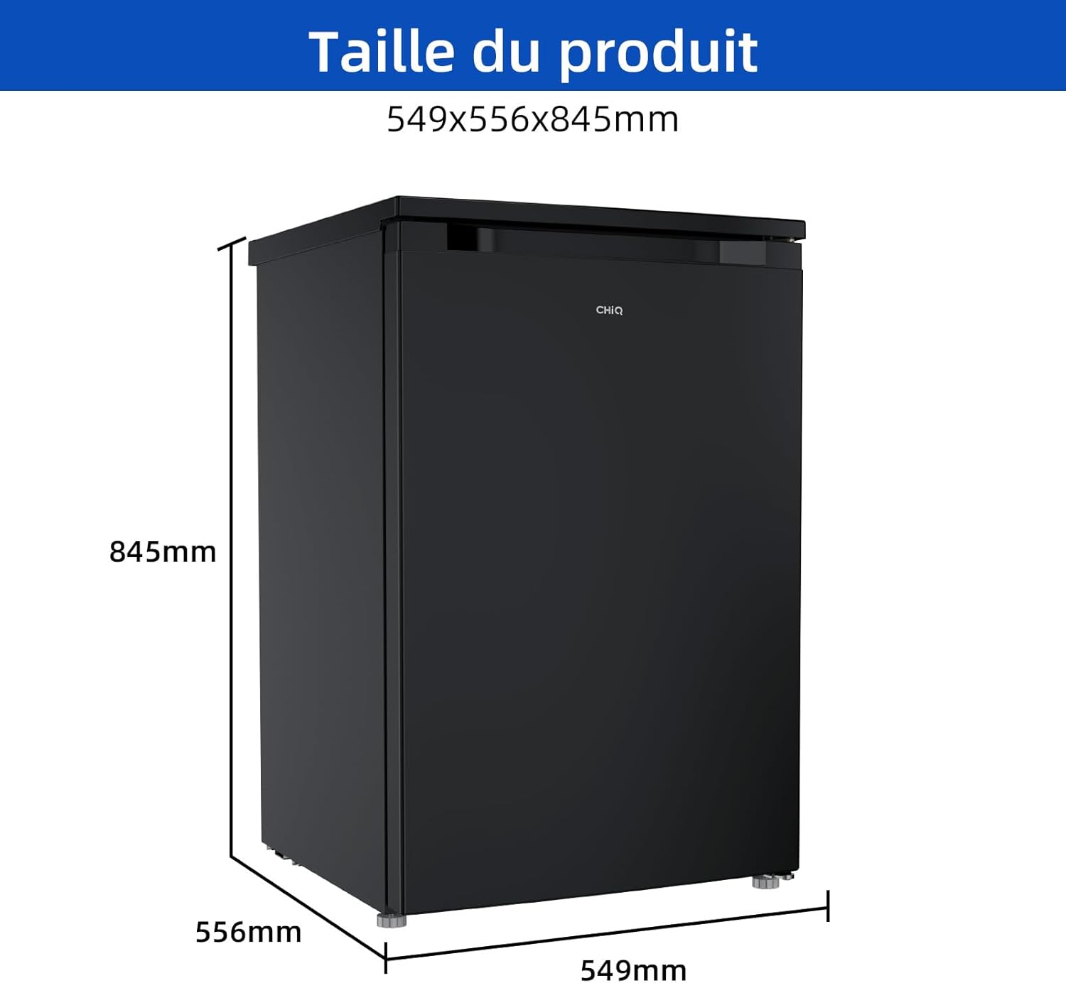 CHIQ - Réfrigérateur congélateur série 107L - ultra silencieux 39dB, porte réversible, classe D